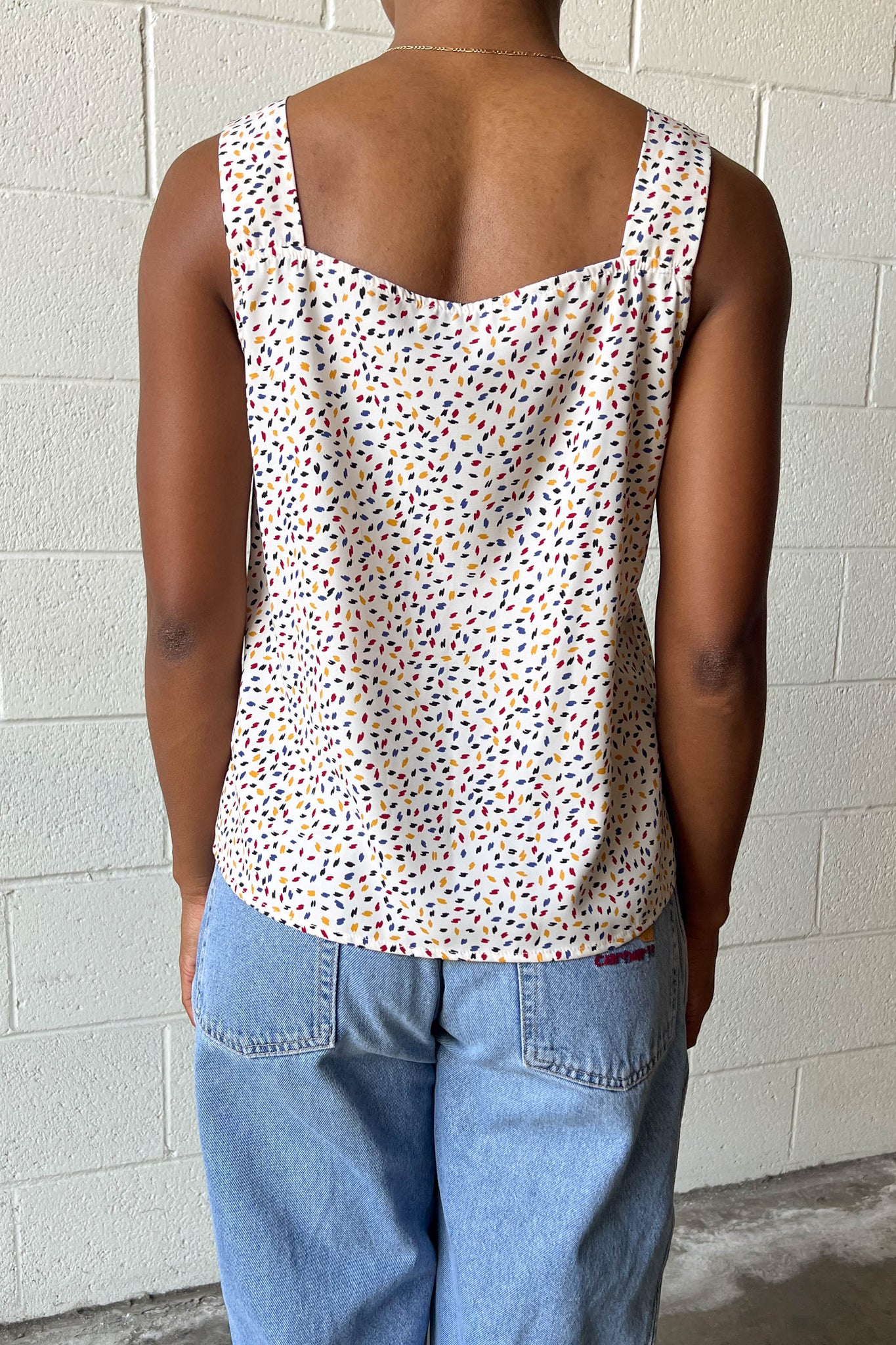 Speckle Button Tank - Ivory