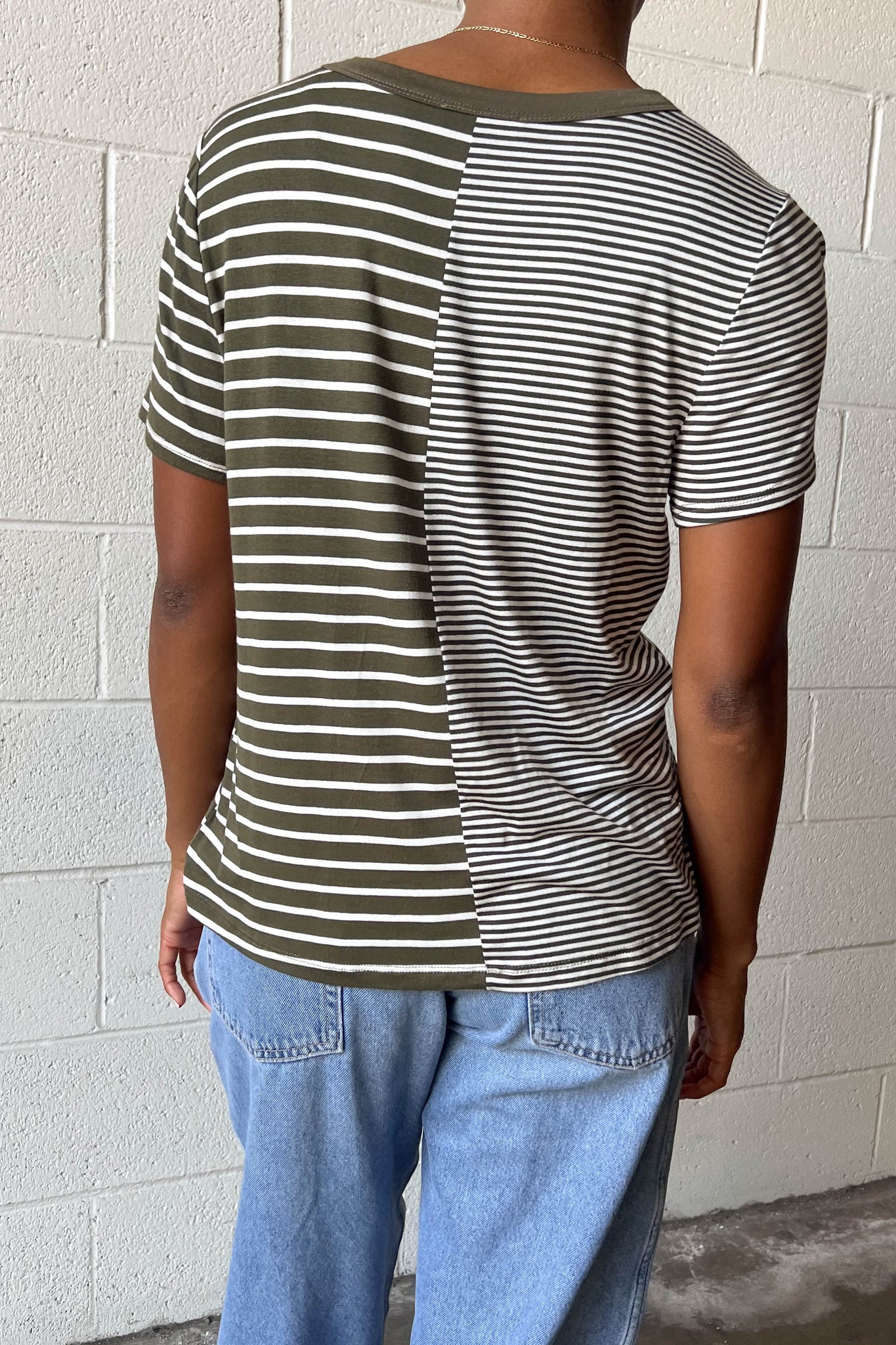 Stripe Tee - Olive/Ivory