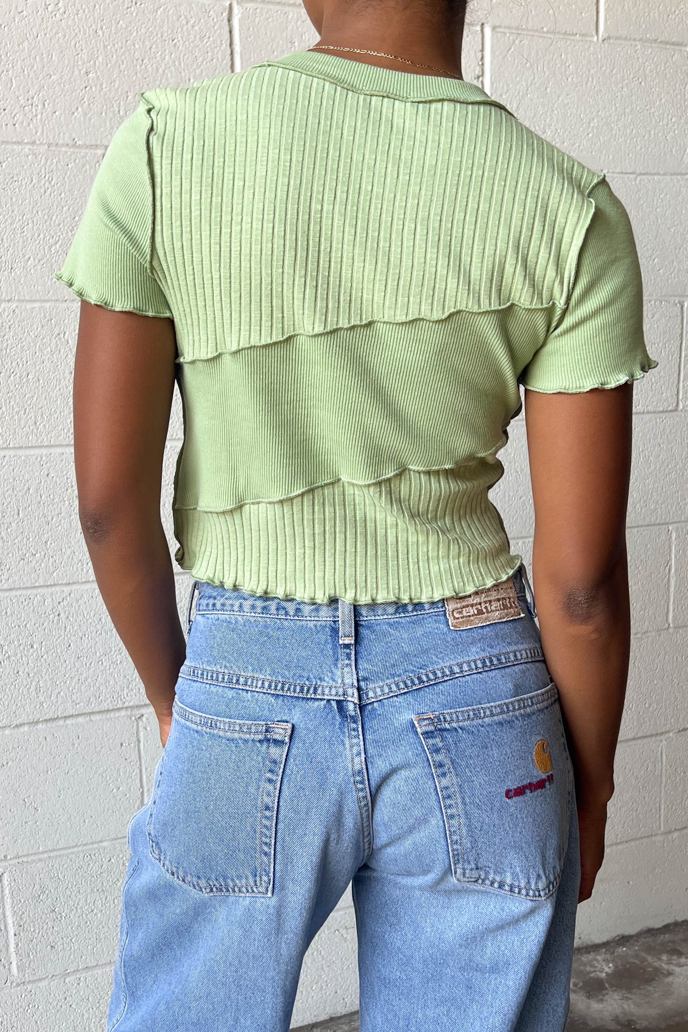 Mixed Rib Tee - Melon