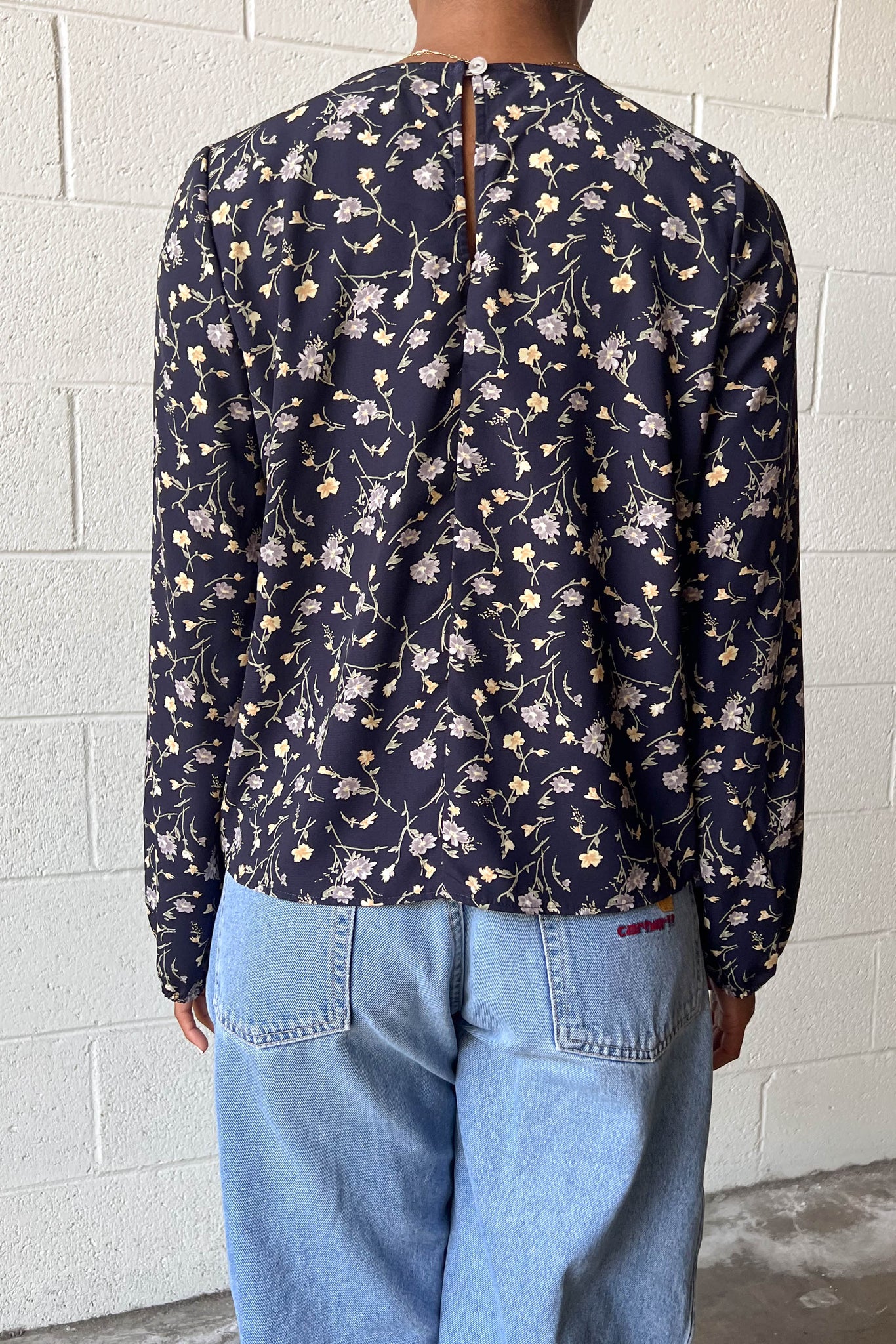 Floral Print Blouse - Navy