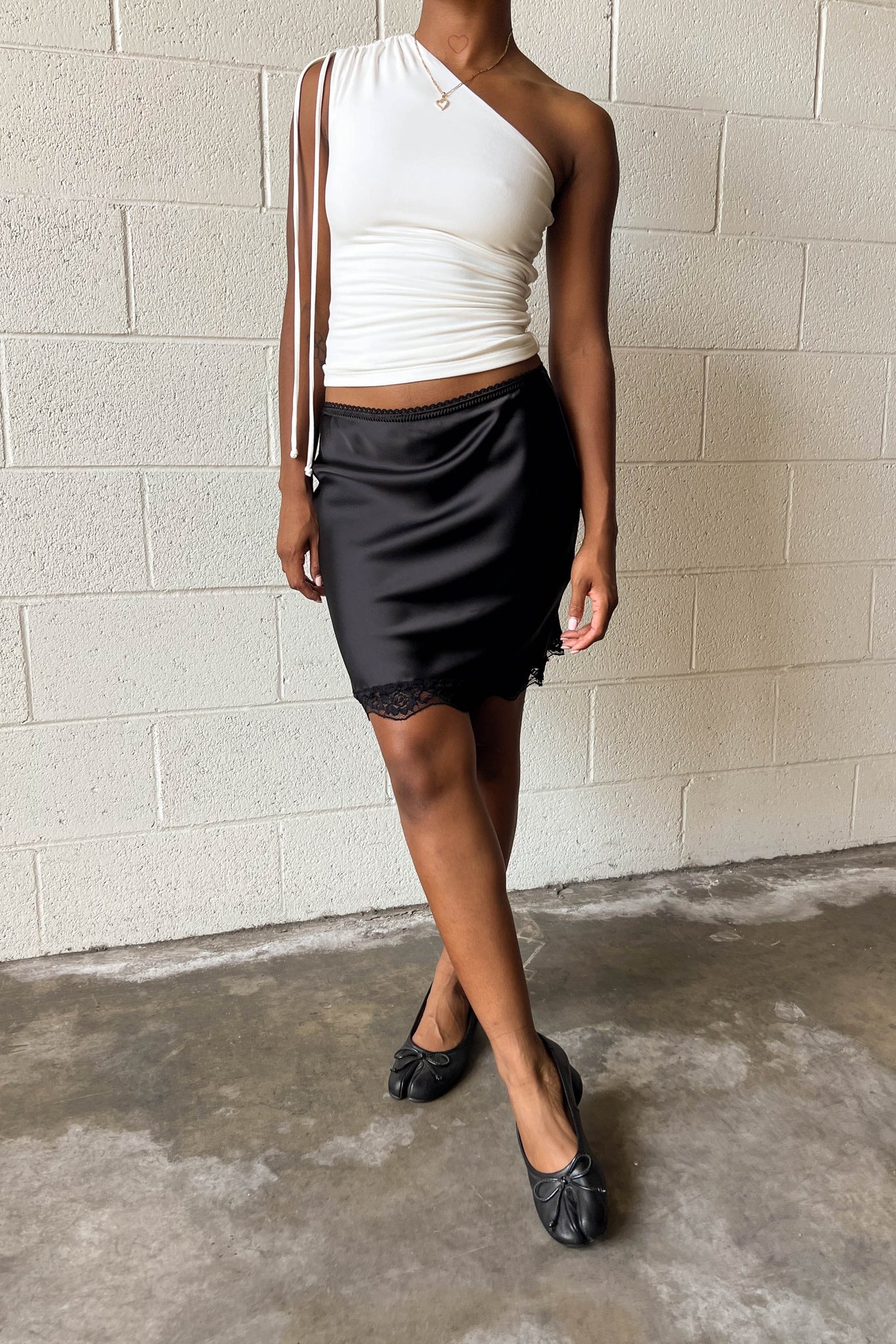 Satin Mini Skirt - Black