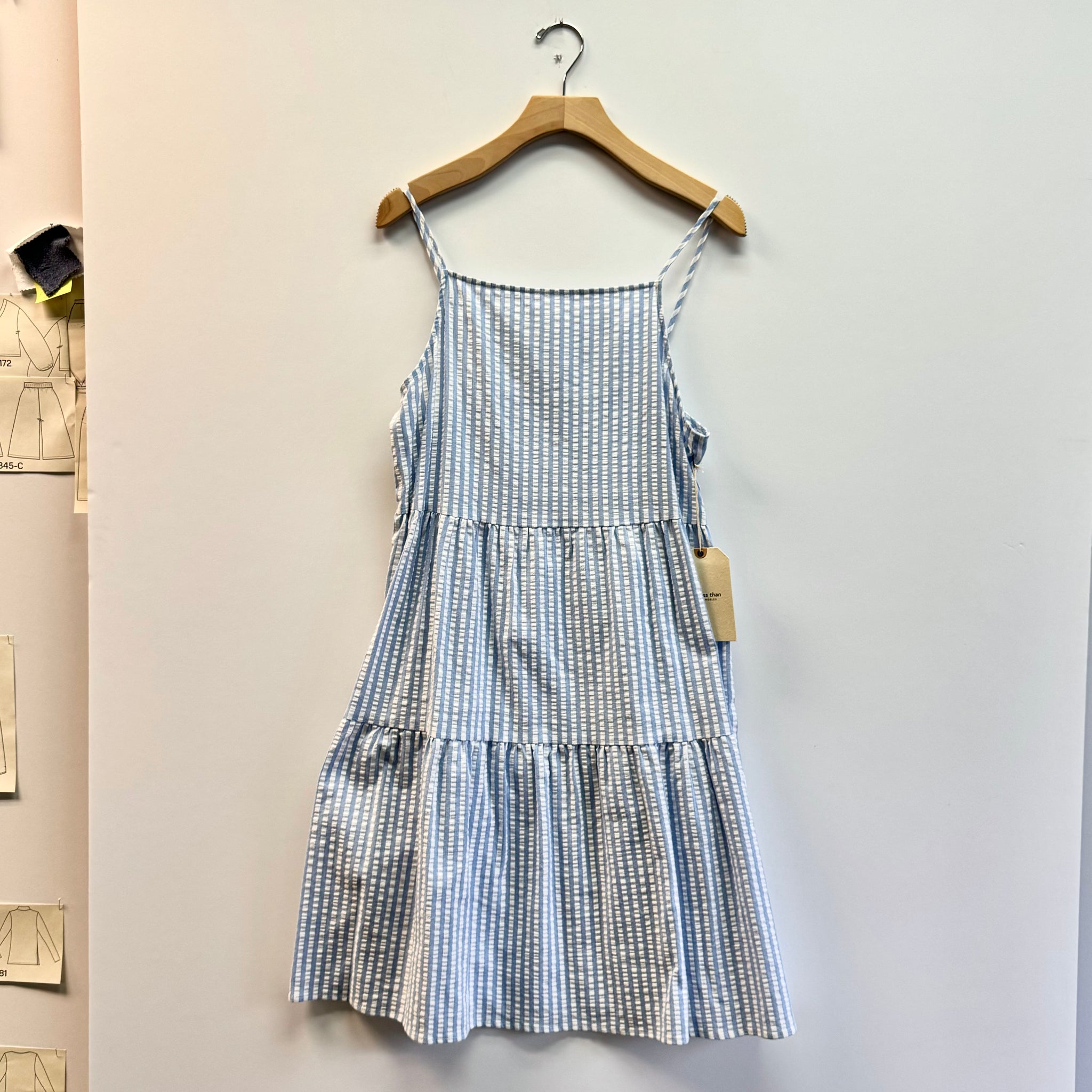 Striped Tiered Dress - Blue