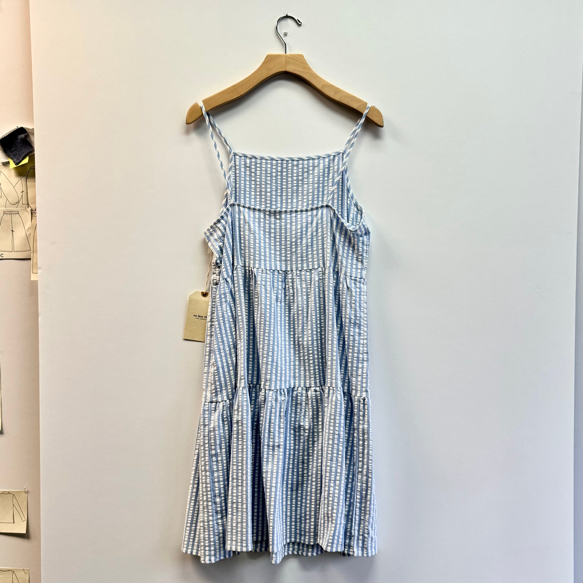 Striped Tiered Dress - Blue