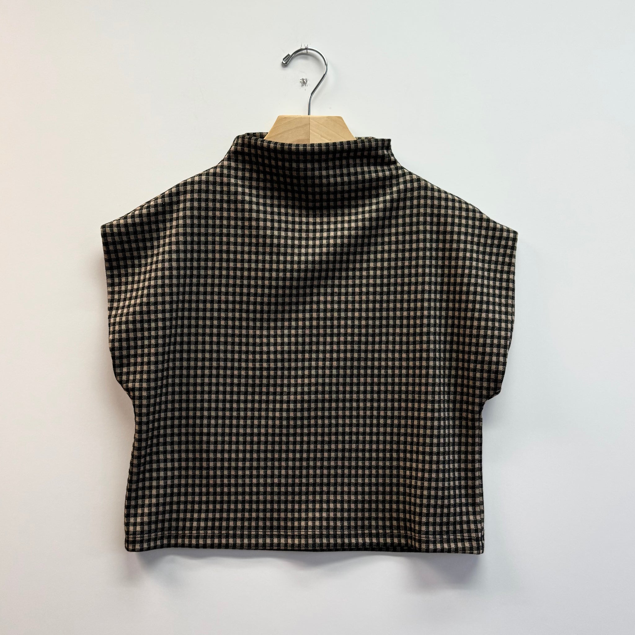 Cropped Gingham Top - Tan/Black