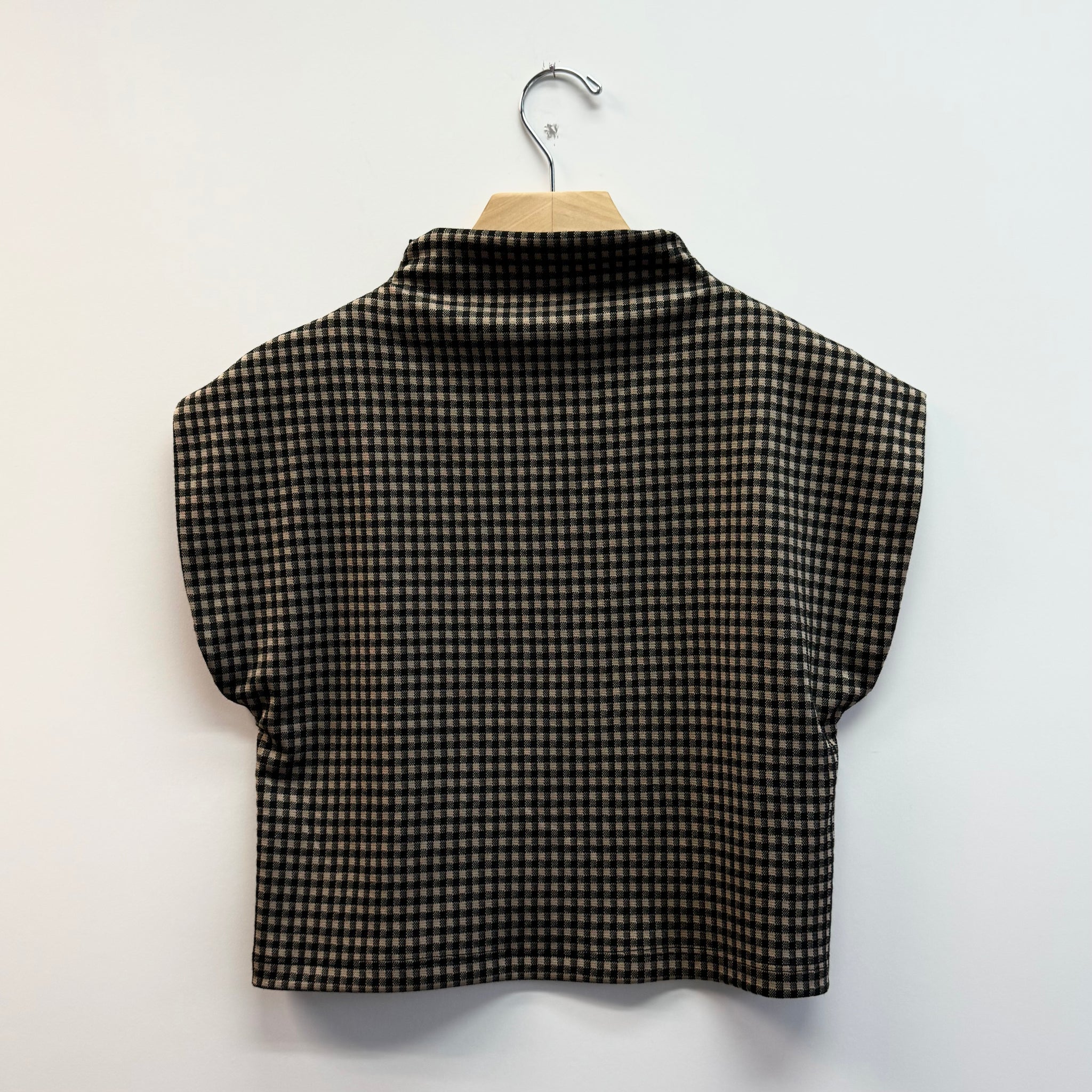 Cropped Gingham Top - Tan/Black