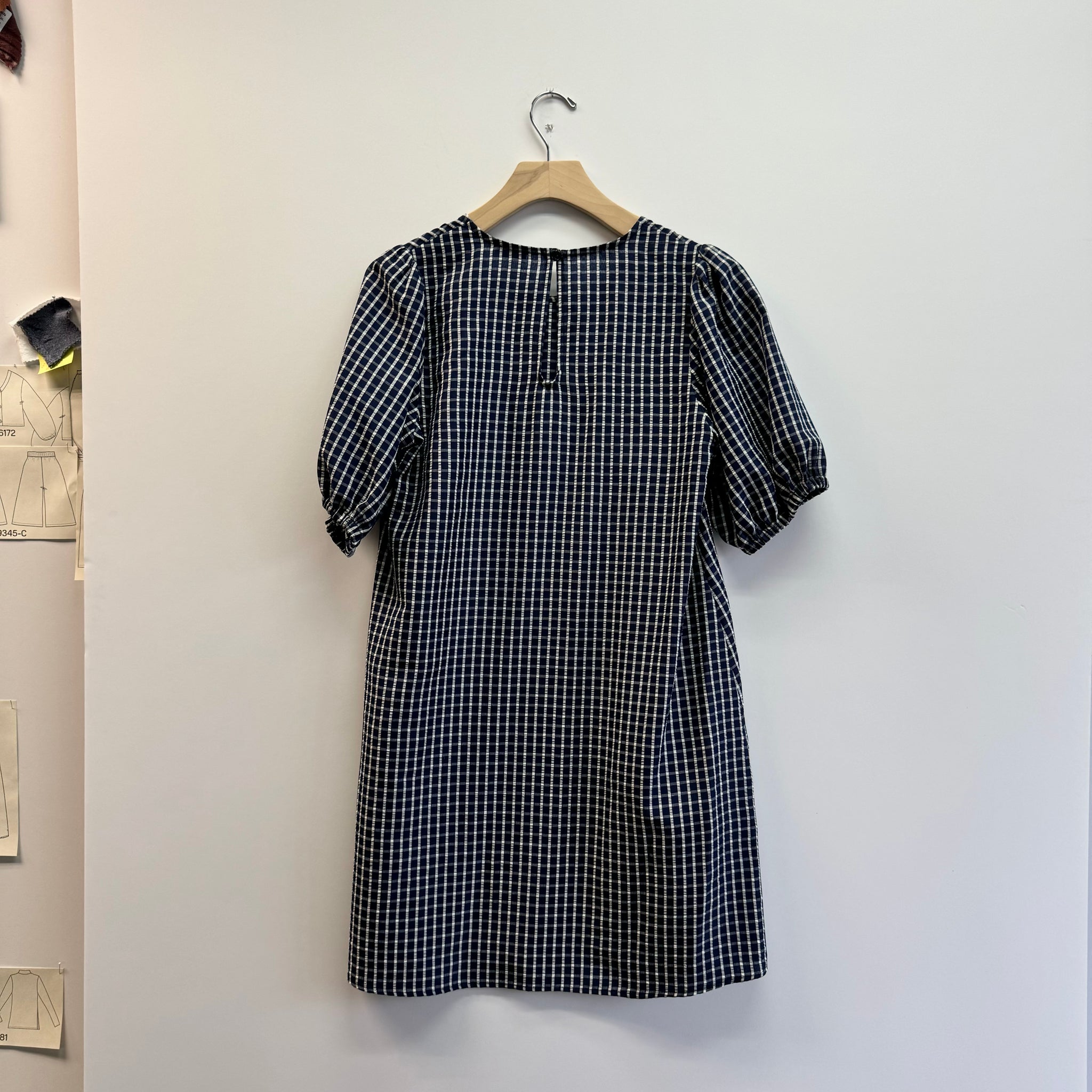 Gingham Midi Dress - Navy/White