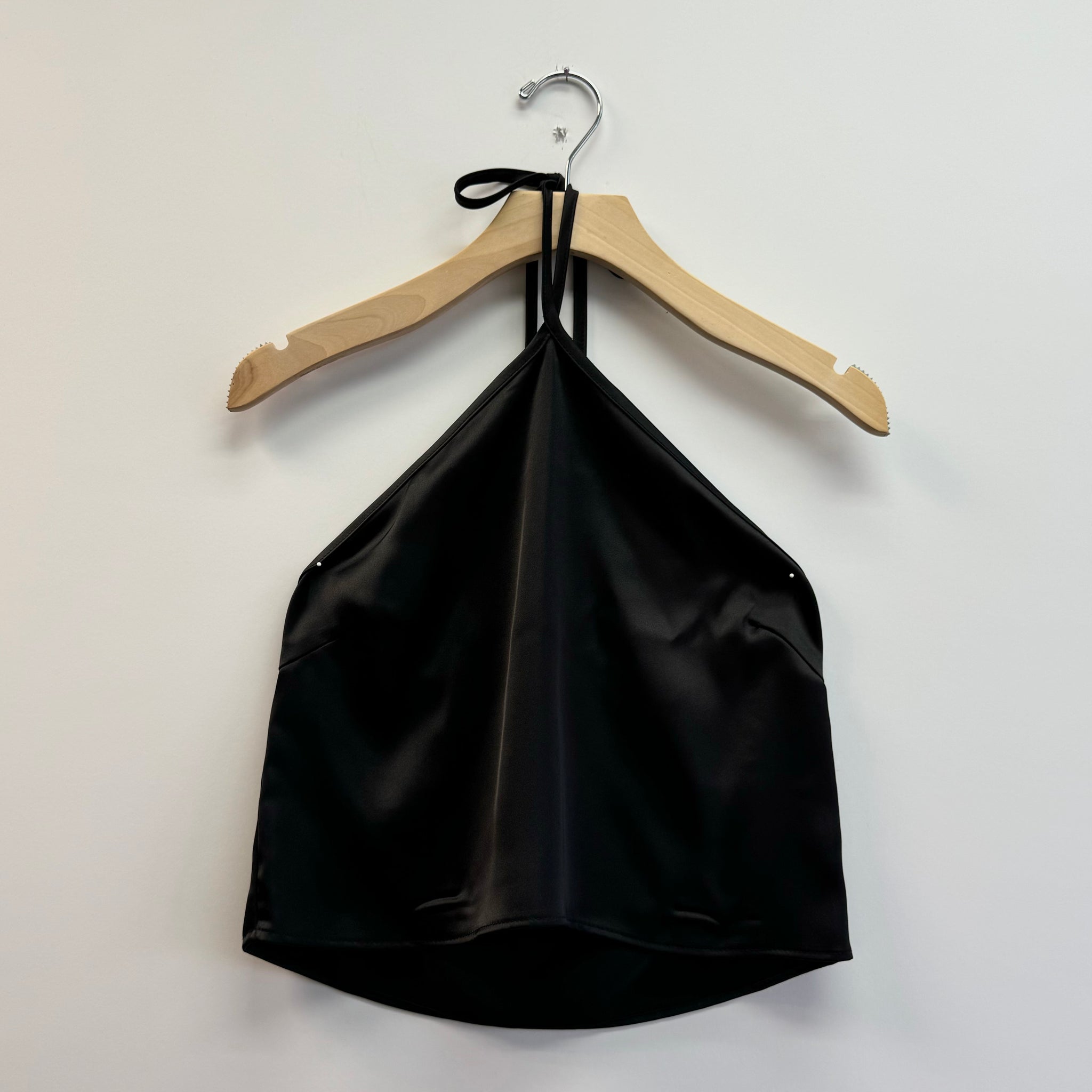 Satin Halter Blouse - Black