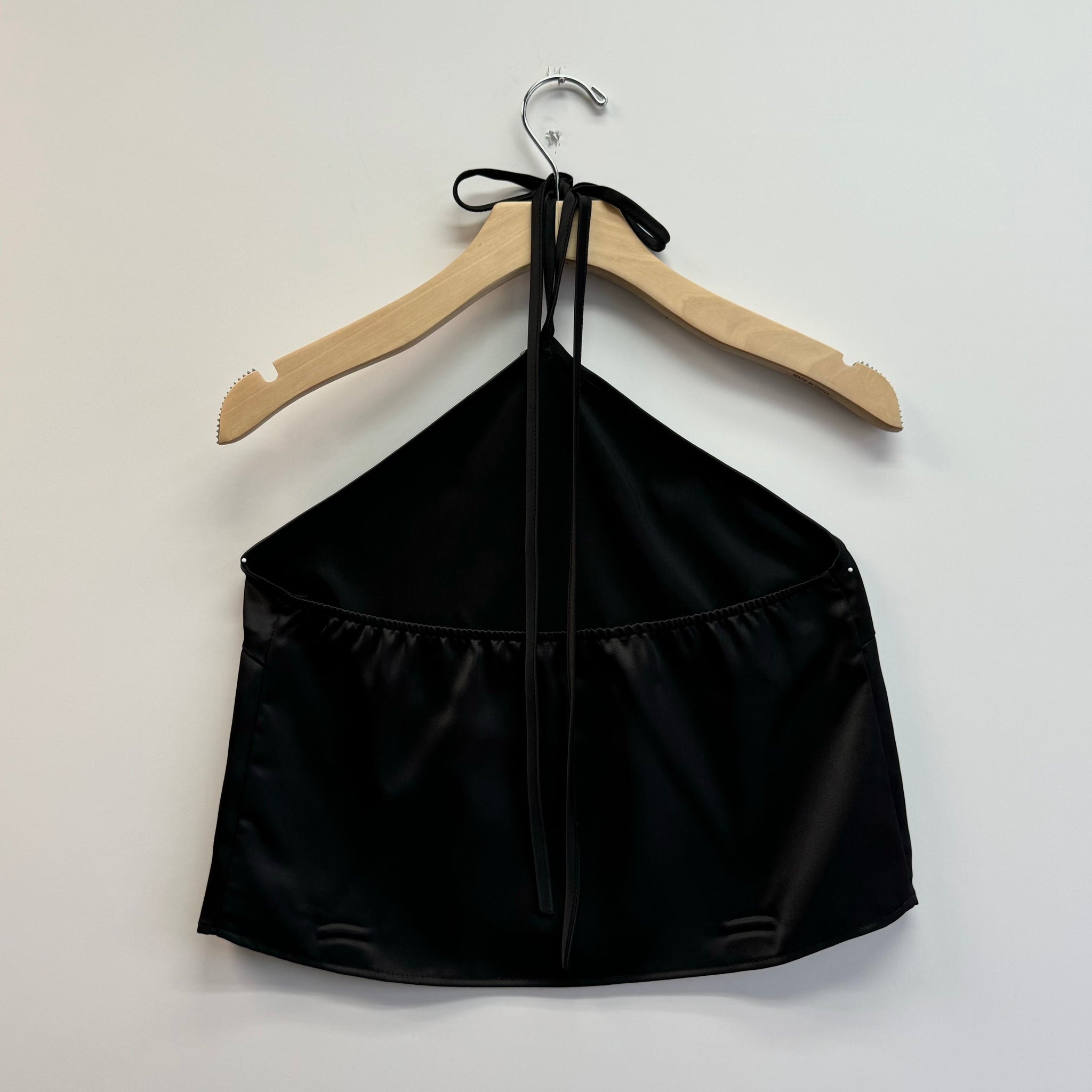 Satin Halter Blouse - Black