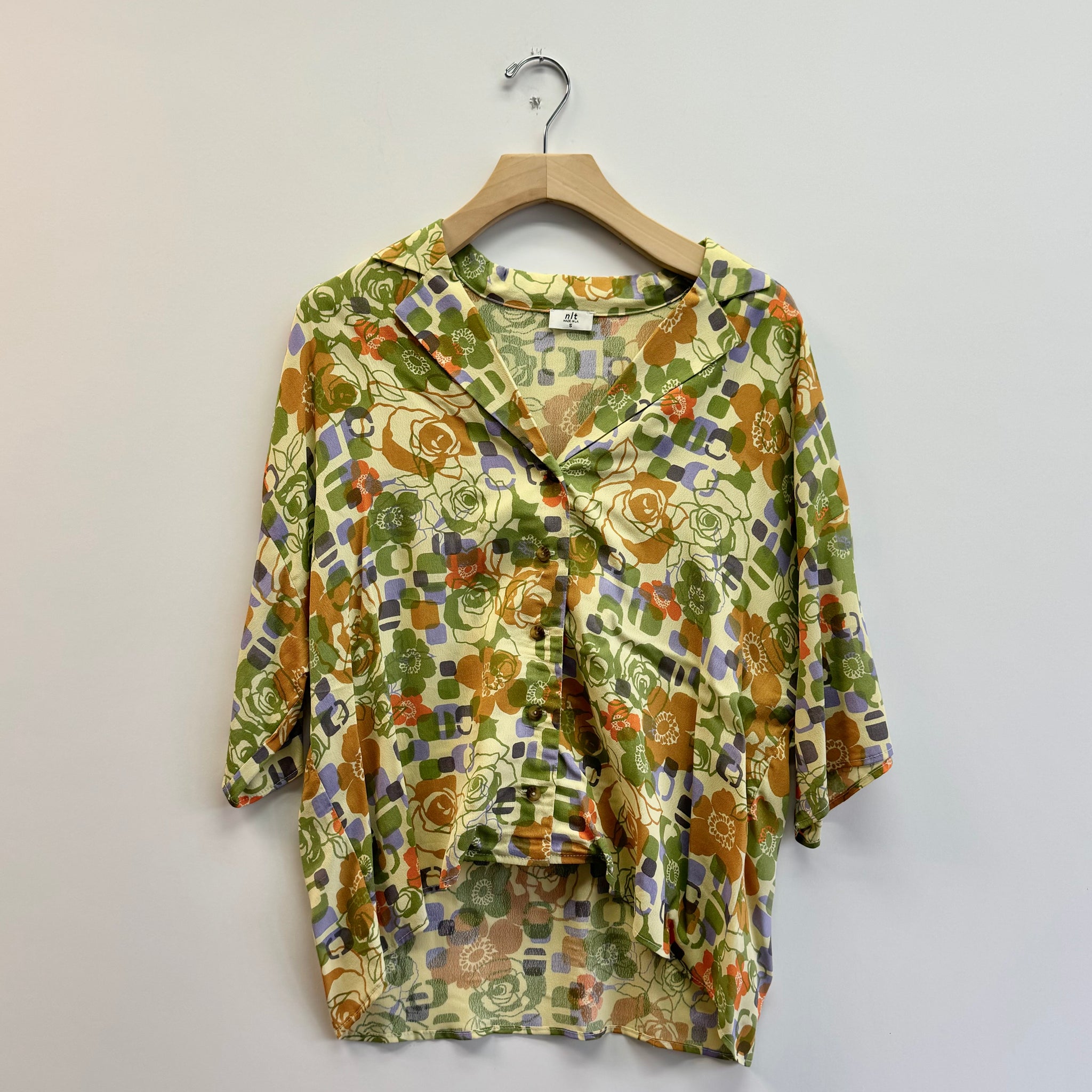 Floral Button Down Shirt - Mustard/Olive Multi