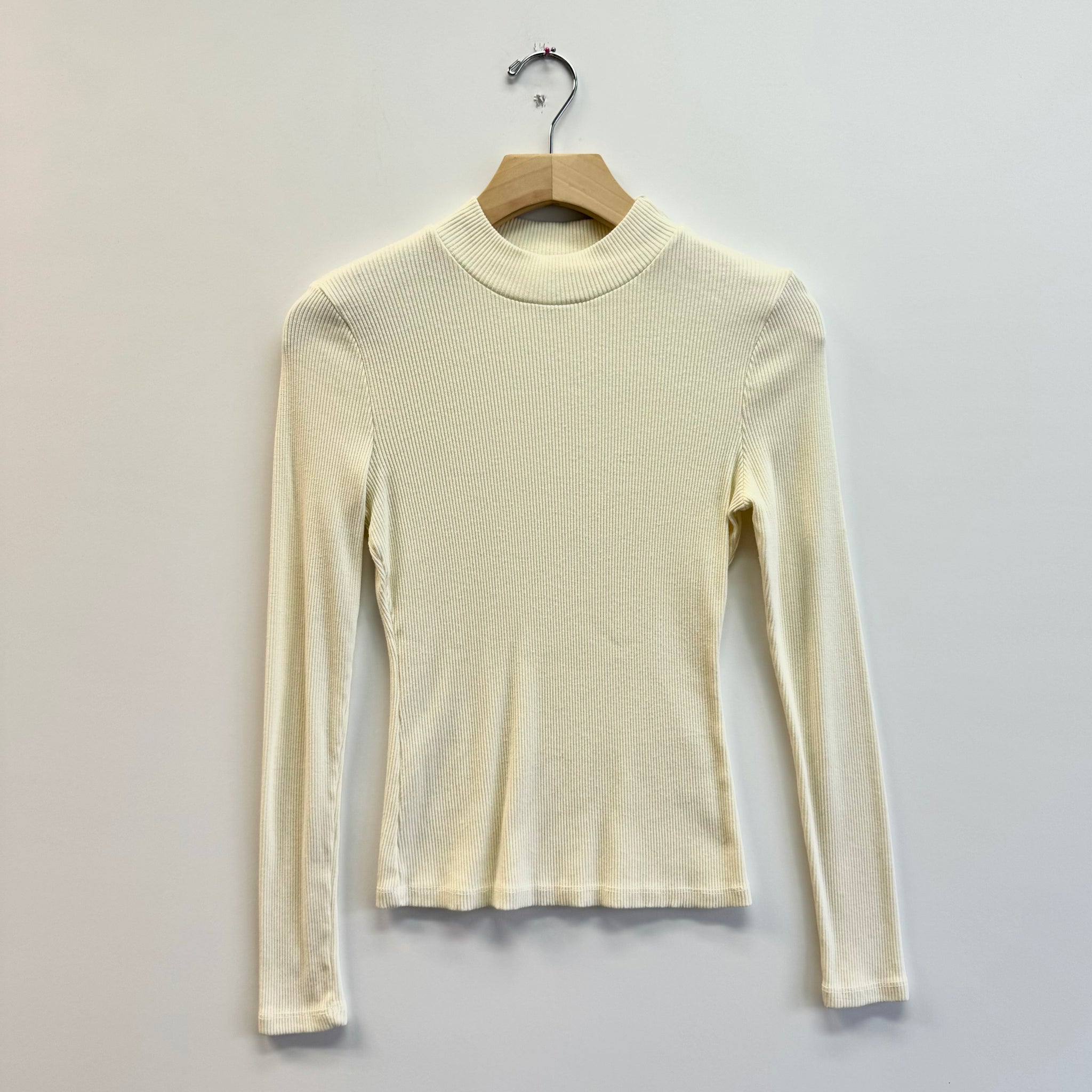 Rib Mock Neck Long Sleeve Top - Ivory