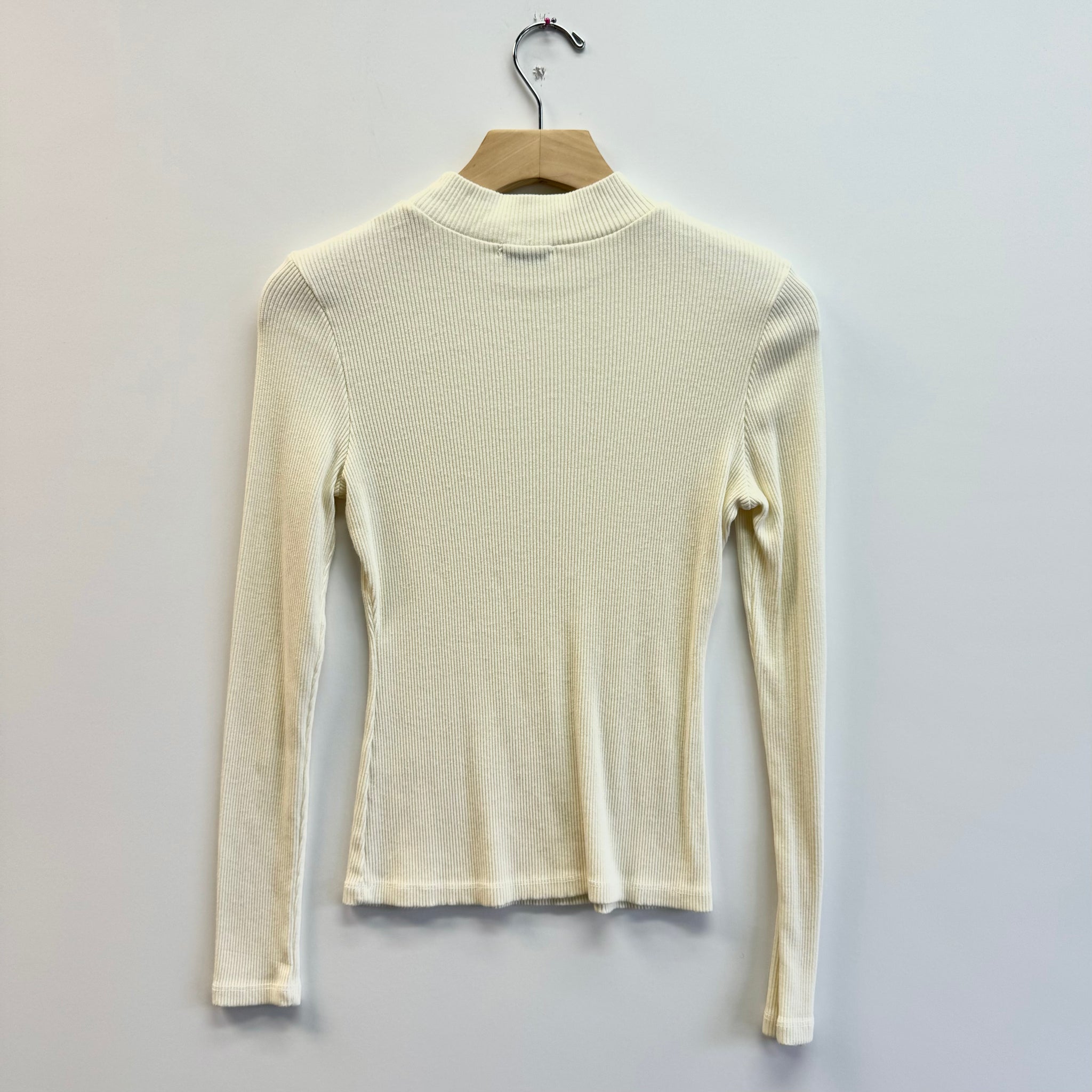 Rib Mock Neck Long Sleeve Top - Ivory