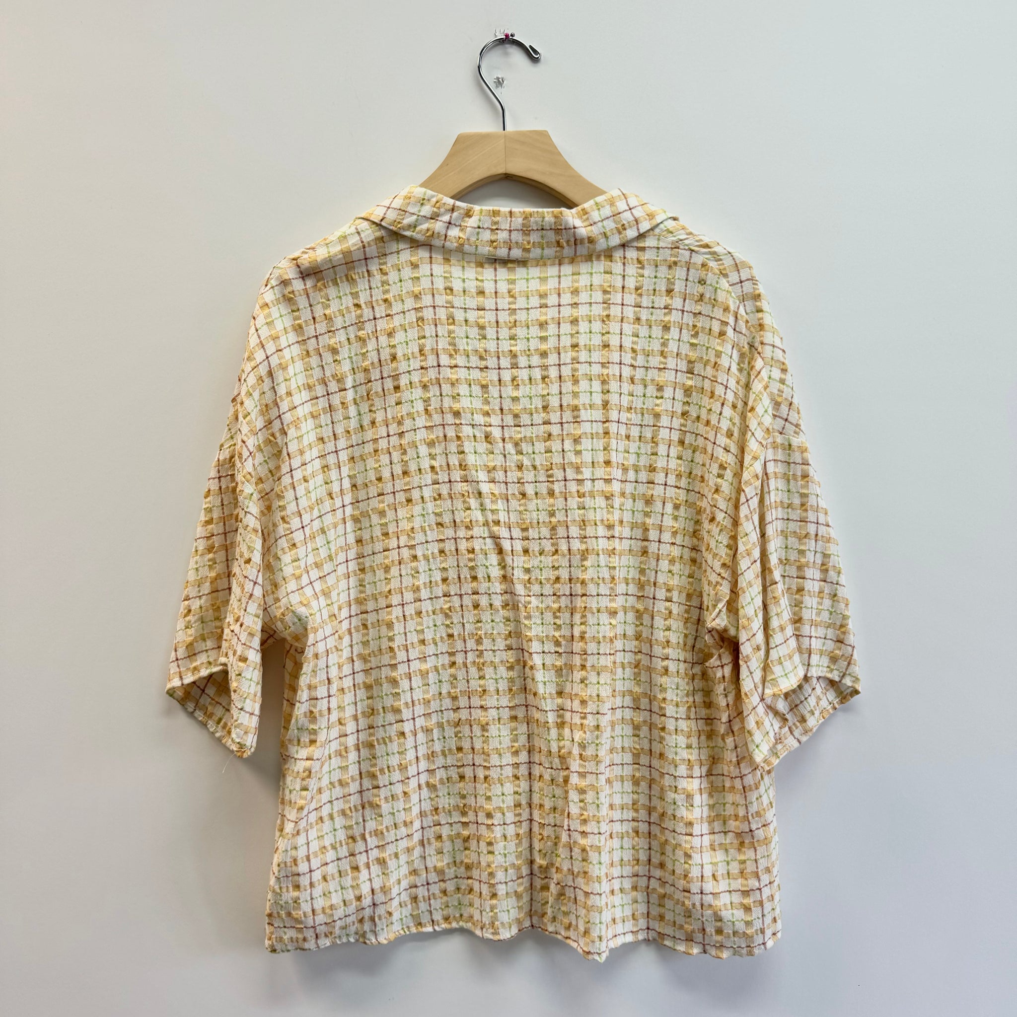 Deadstock Plaid Button Down Shirt - Ivory/Yellow/Lime