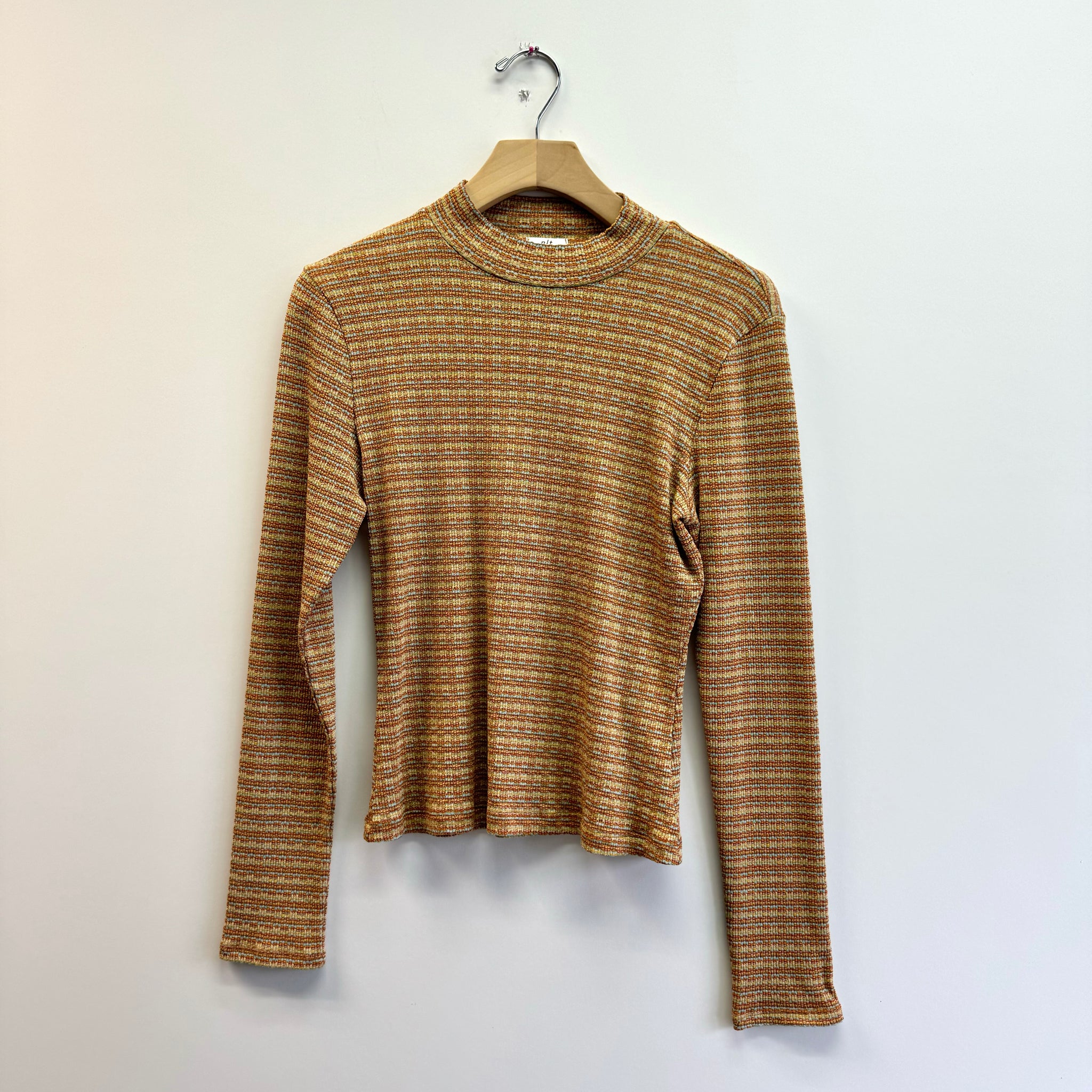 Striped Mockneck Top - Rust/Gold