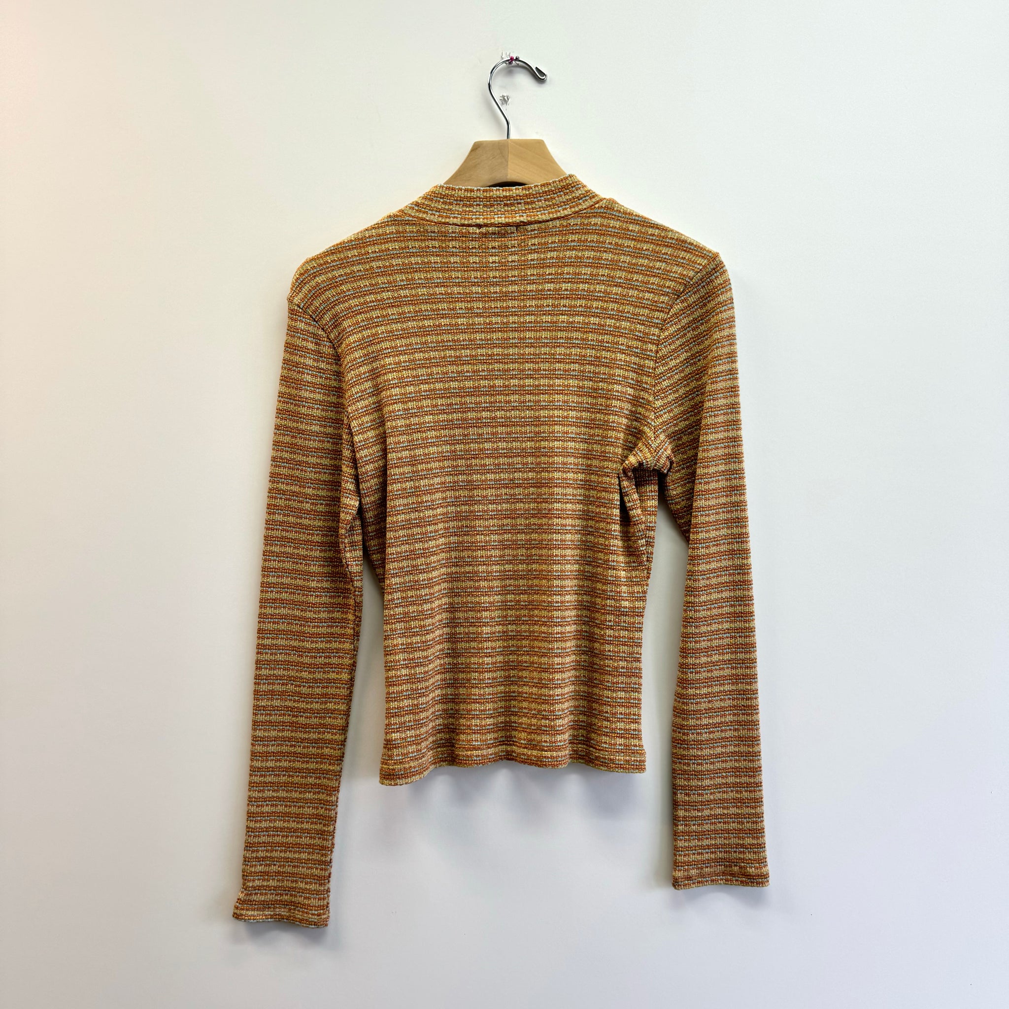 Striped Mockneck Top - Rust/Gold