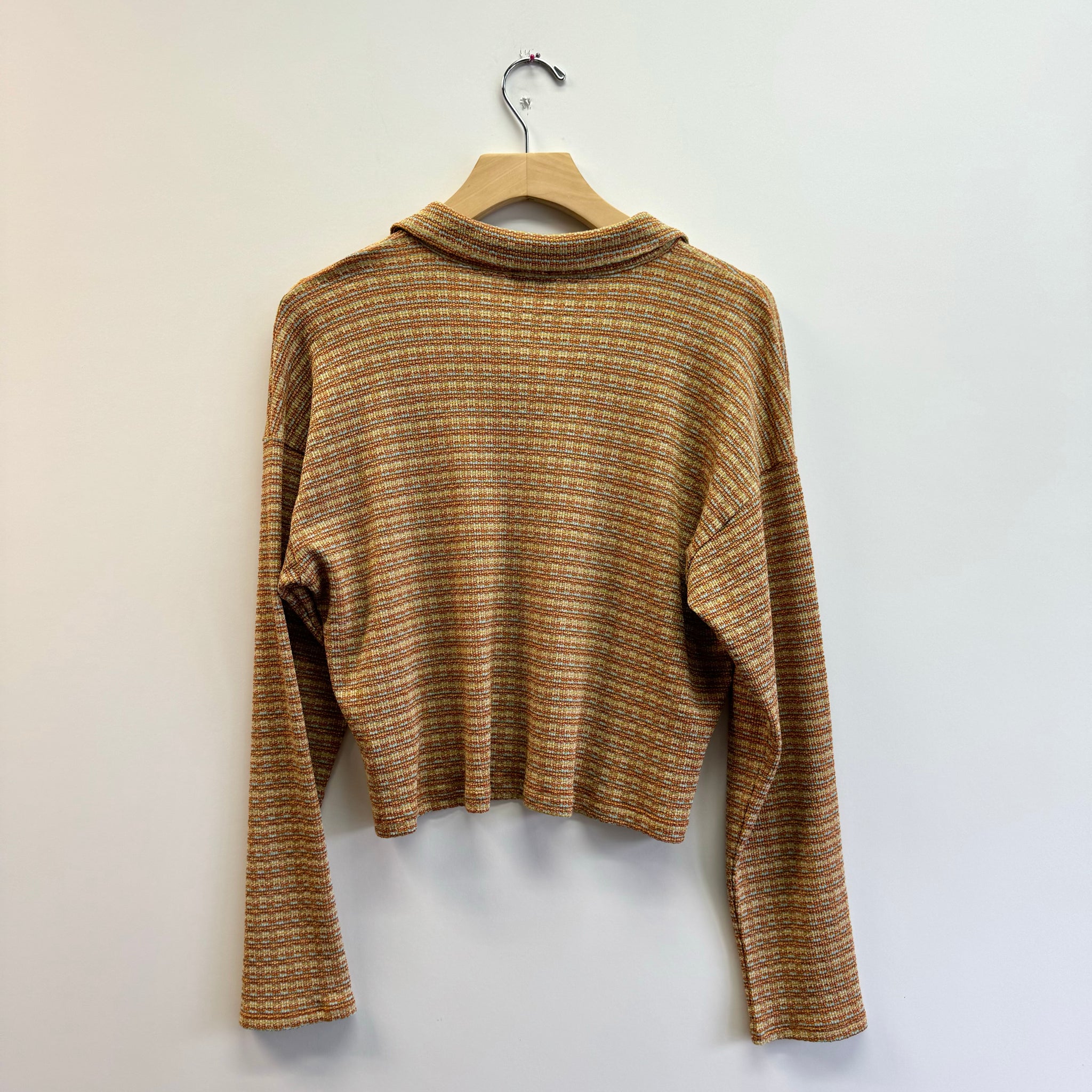 Striped Polo Top - Rust/Gold