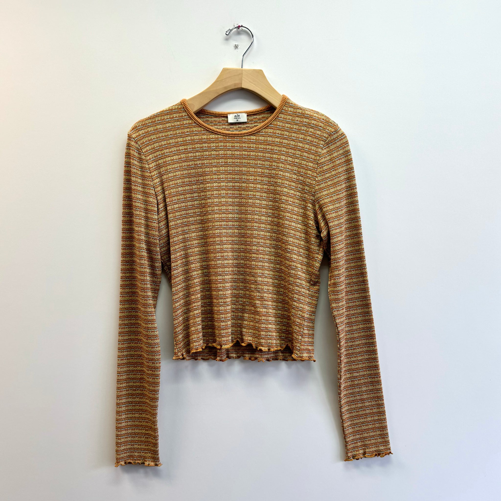 Striped Crewneck Tee - Rust/Gold