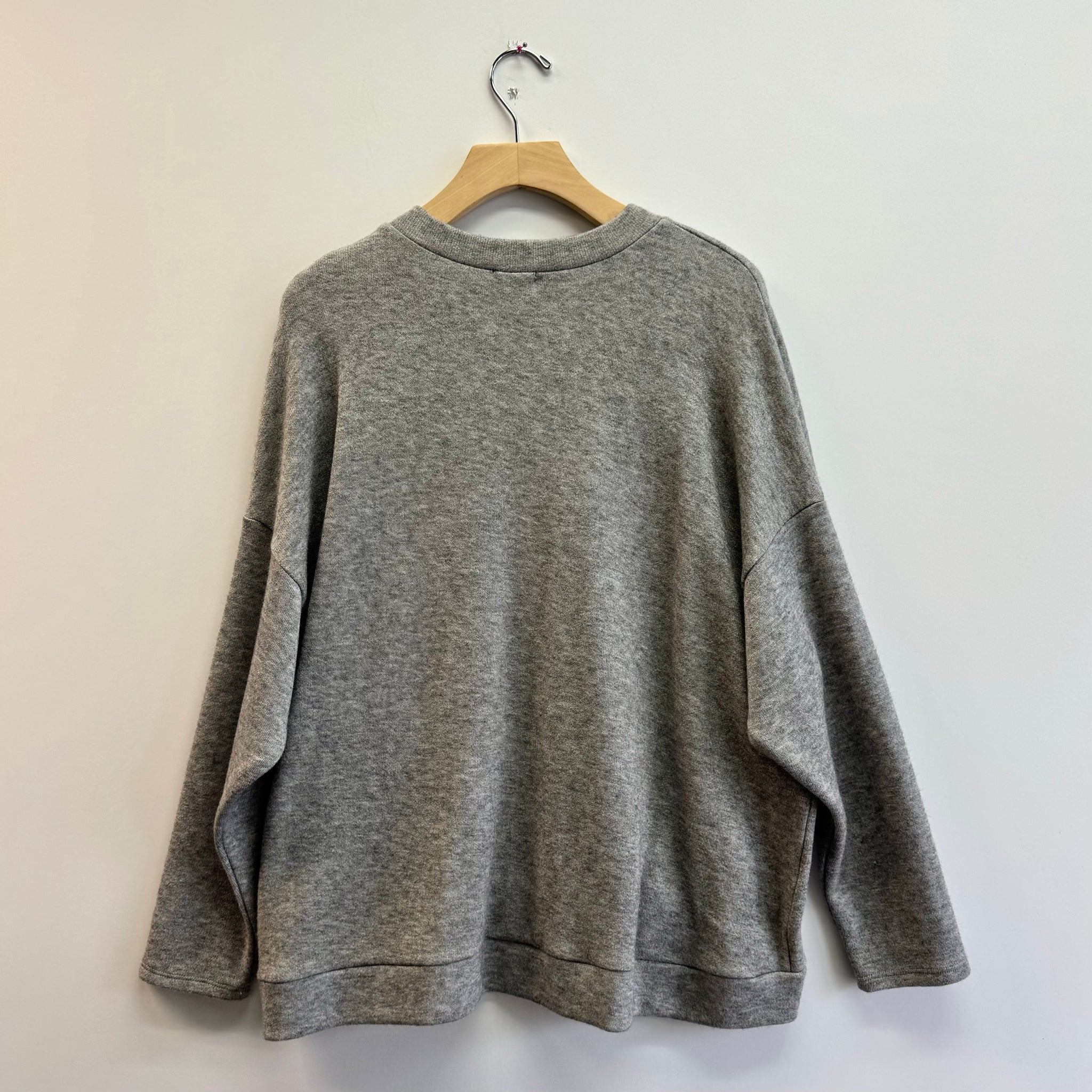 Oversized Faux Cashmere Crewneck Sweater - H Grey