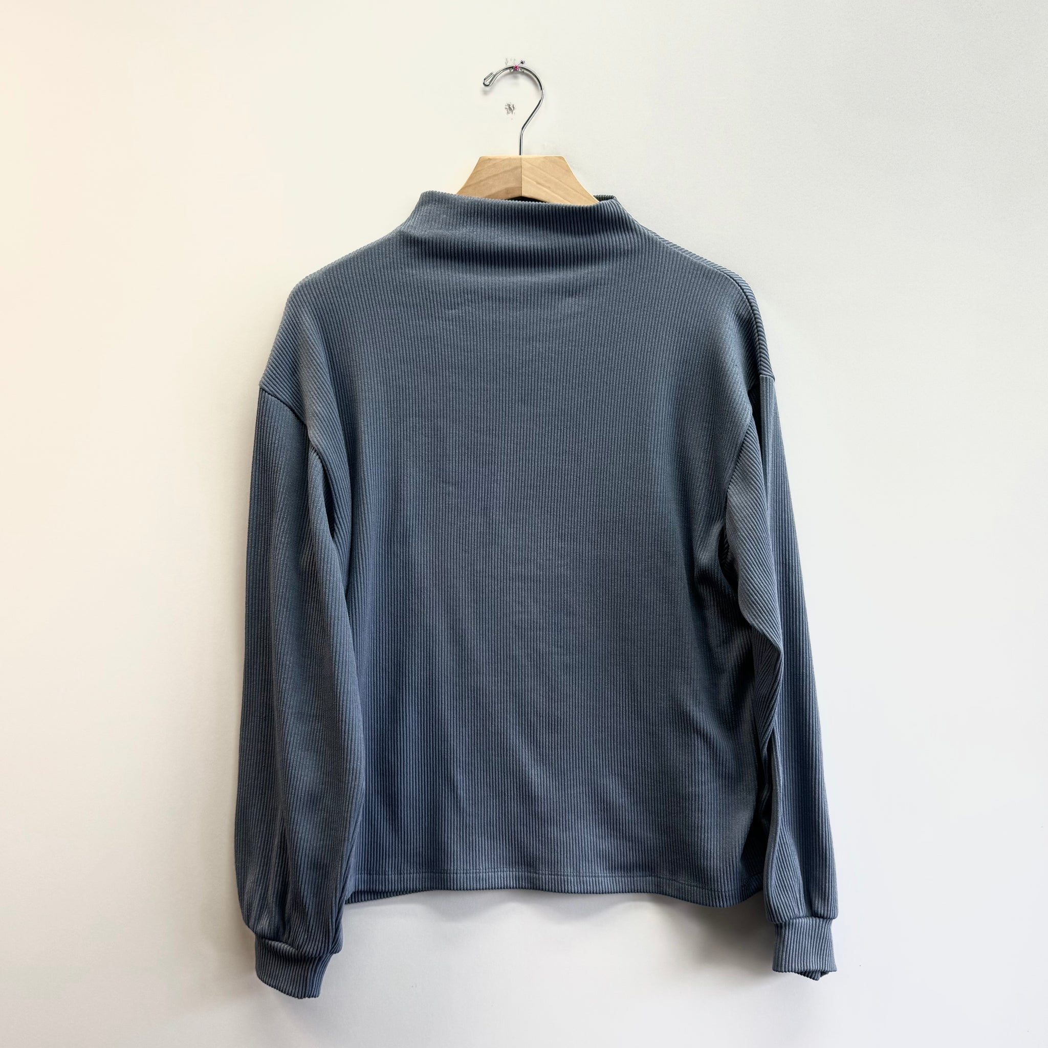 Mockneck Rib Top - Denim Blue