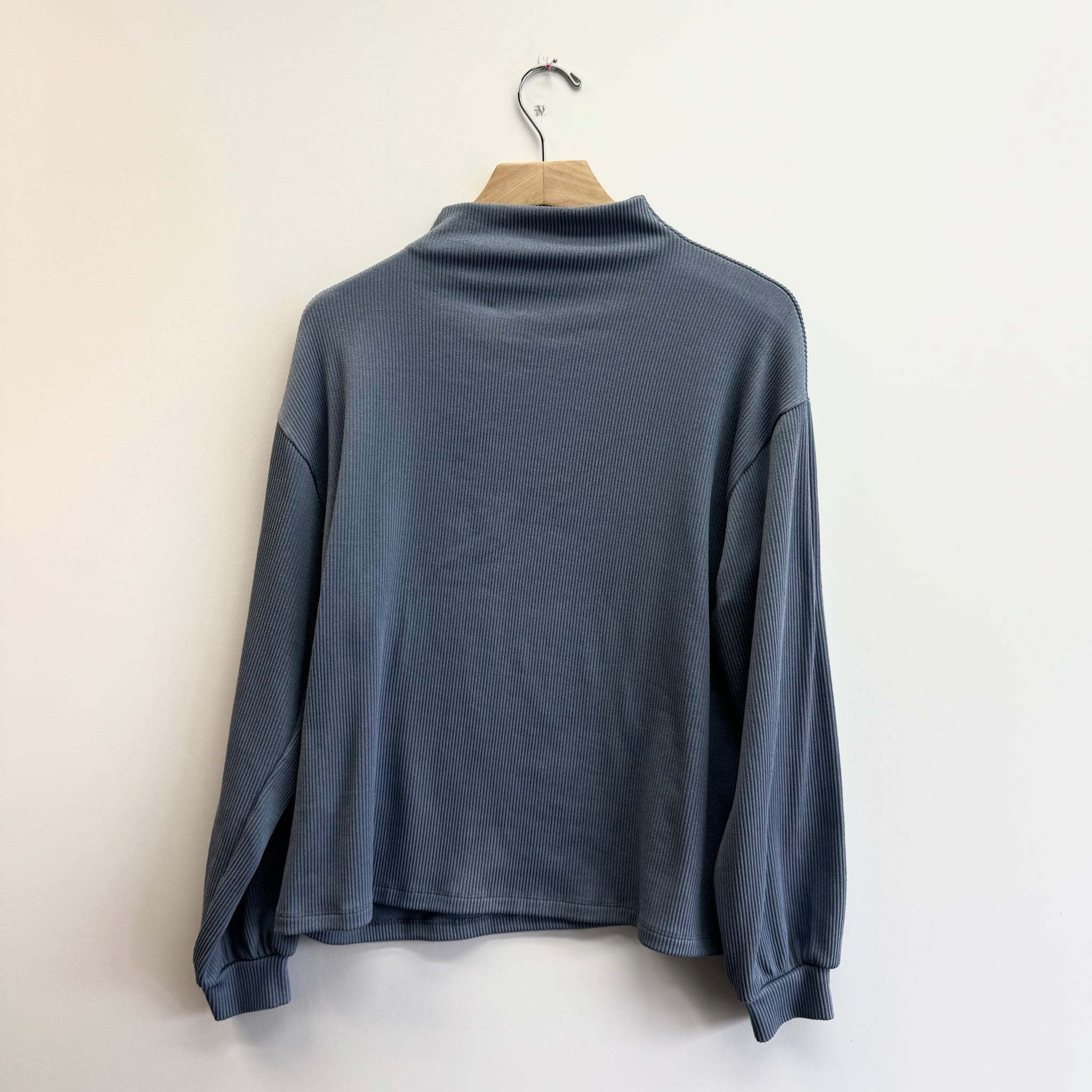 Mockneck Rib Top - Denim Blue