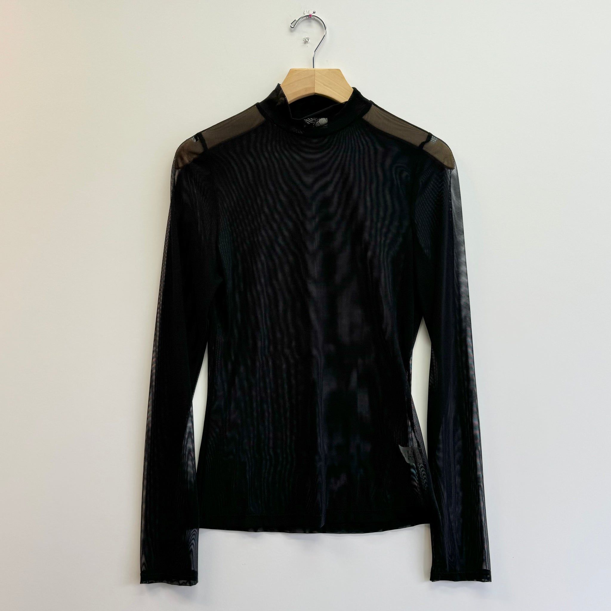 Mesh Mockneck Top - Black