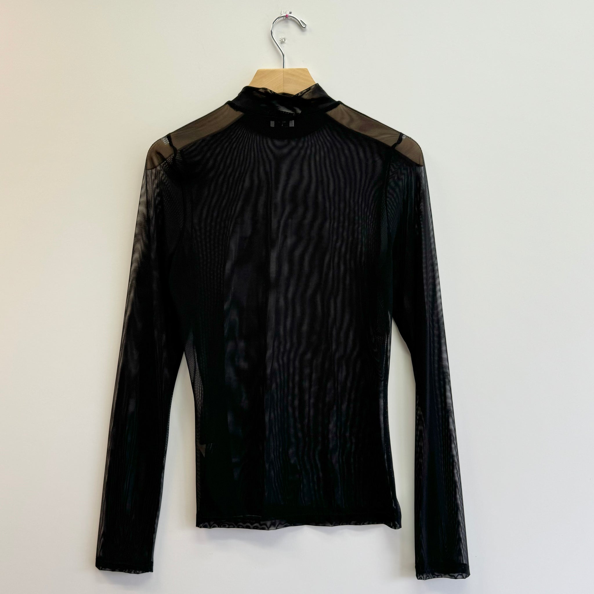 Mesh Mockneck Top - Black