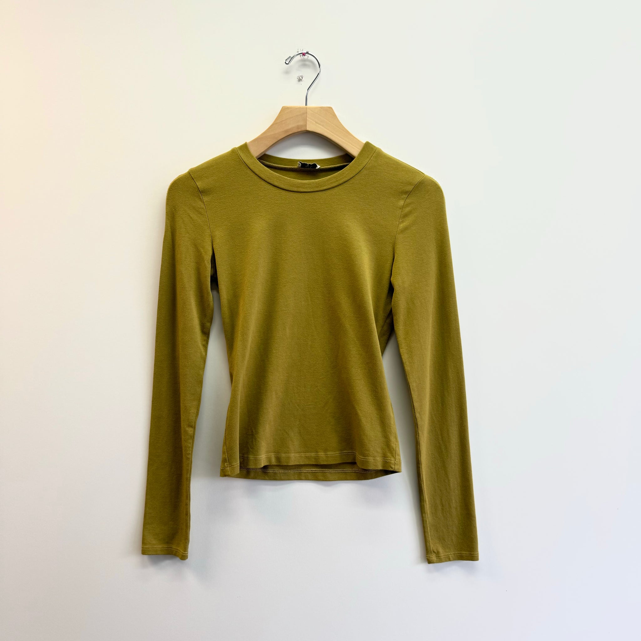 Hemp Cotton Jersey Spandex Regular Long Sleeve Tee - Acid Green