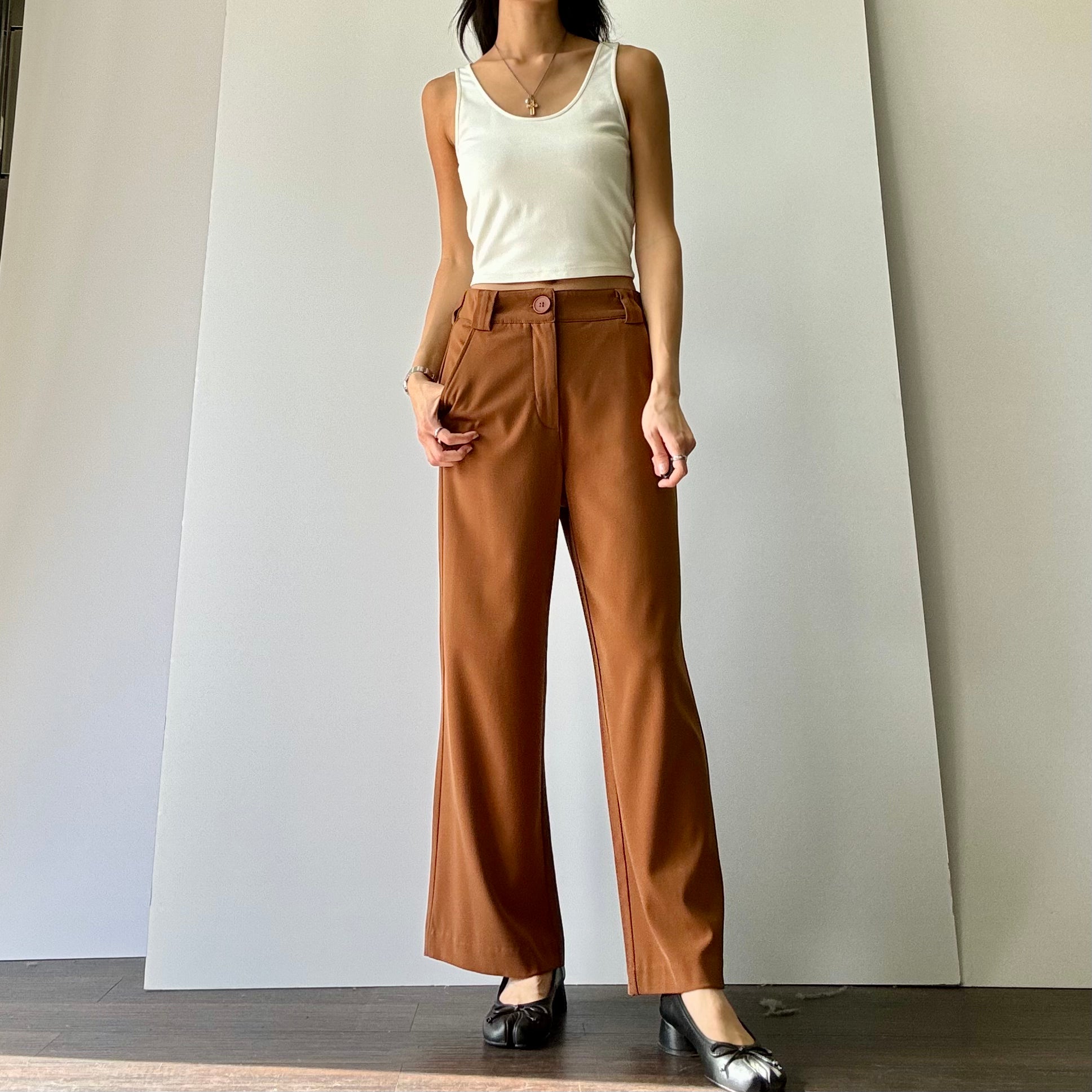 Wide Leg Trouser - Chestnut