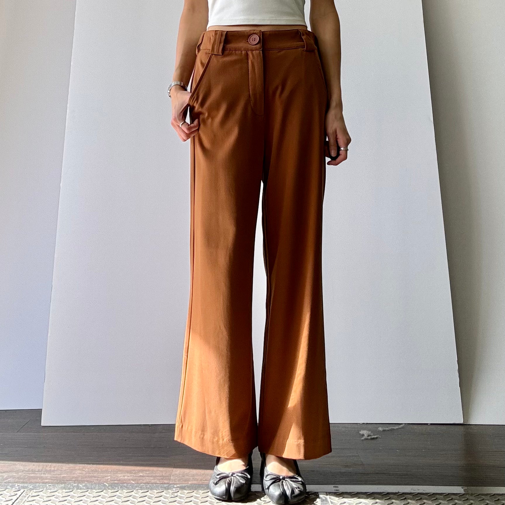 Wide Leg Trouser - Chestnut