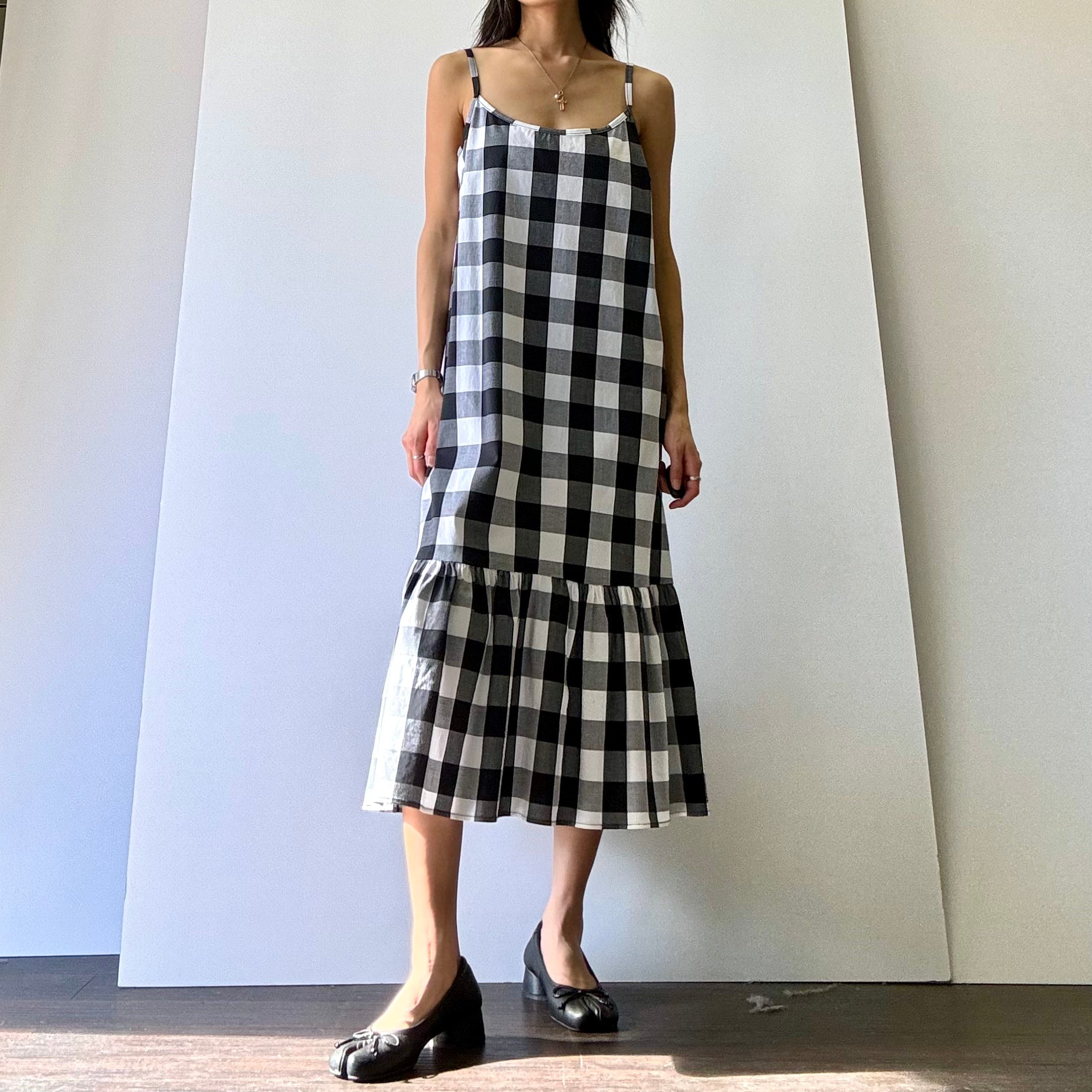 Cotton Gingham Dress - Black/White