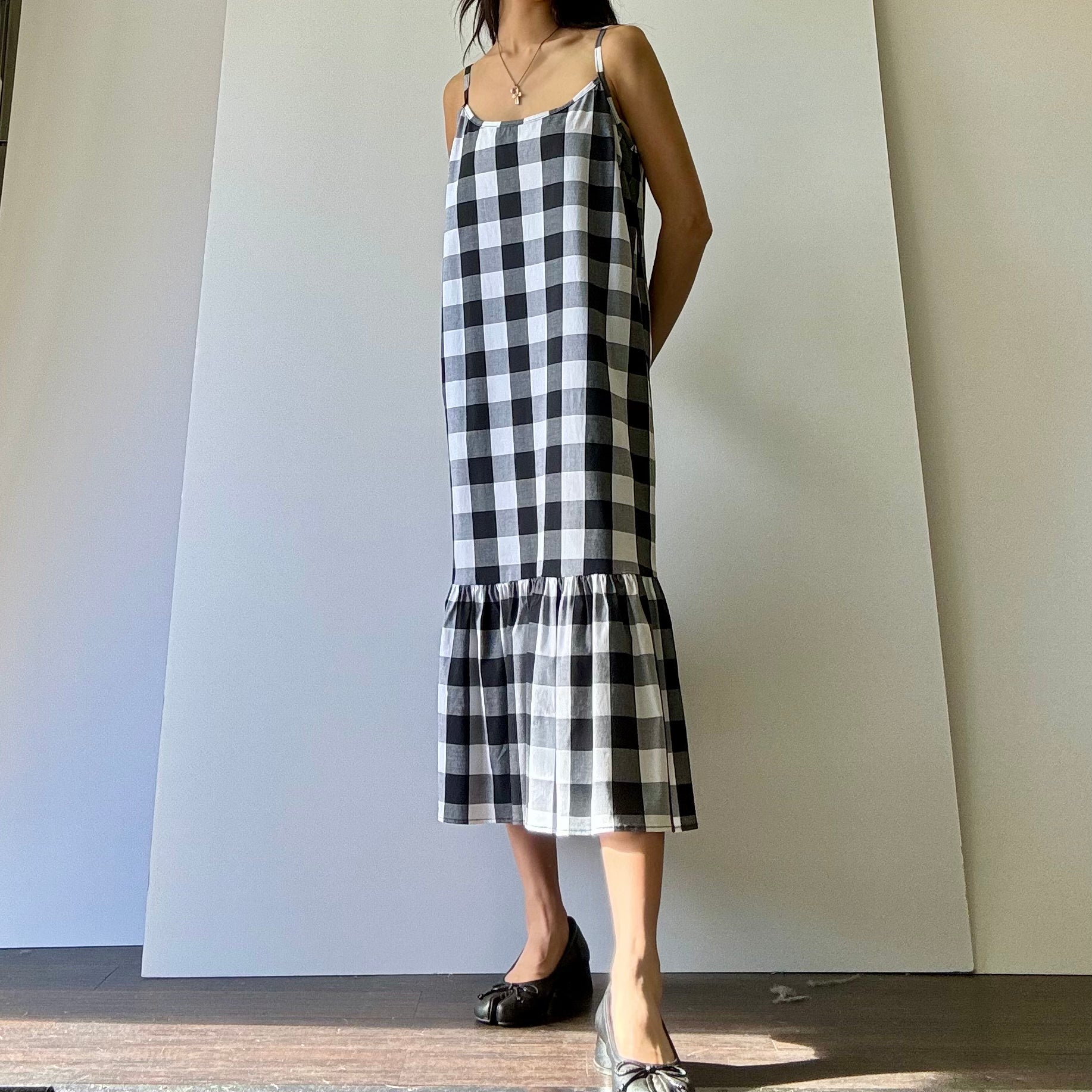 Cotton Gingham Dress - Black/White