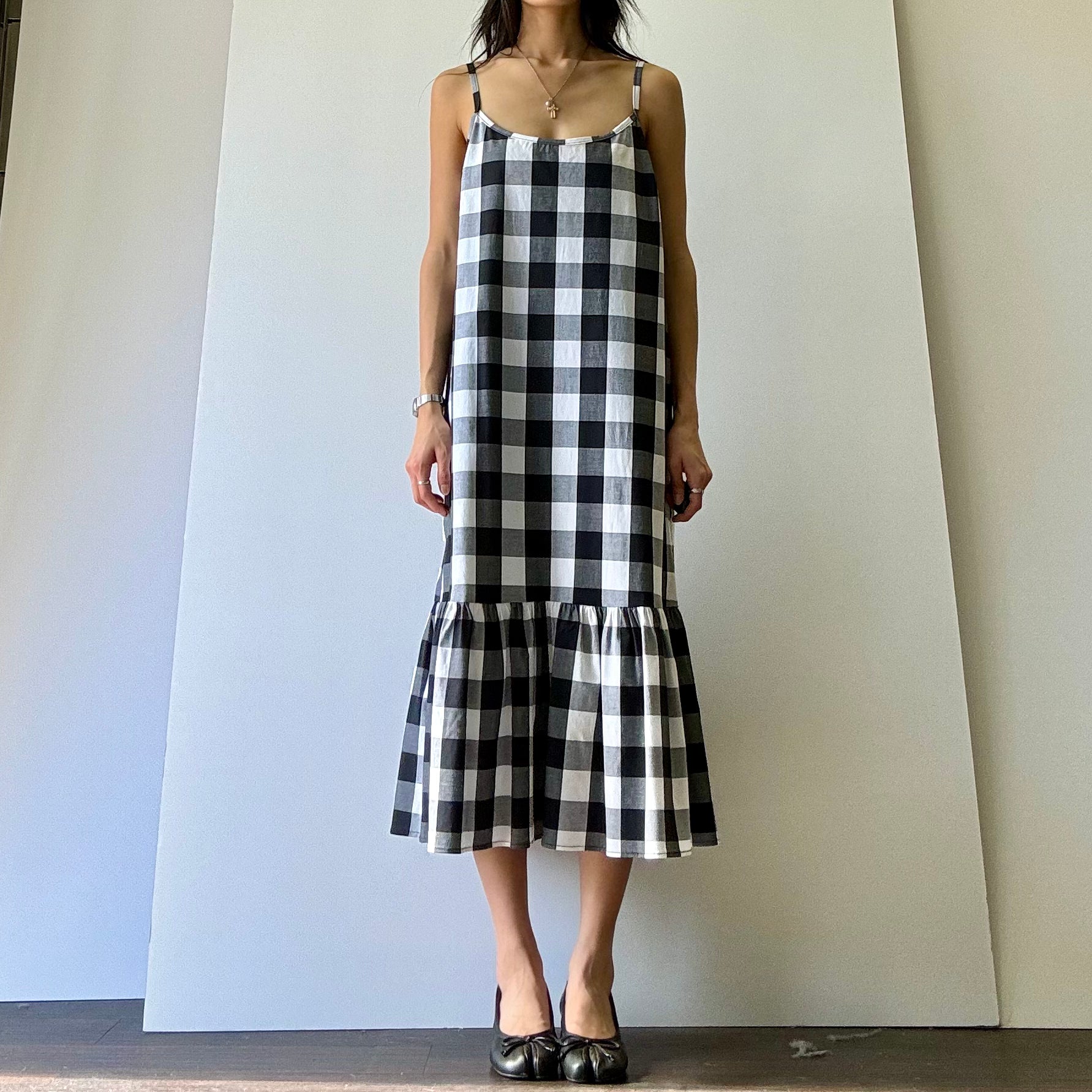 Cotton Gingham Dress - Black/White