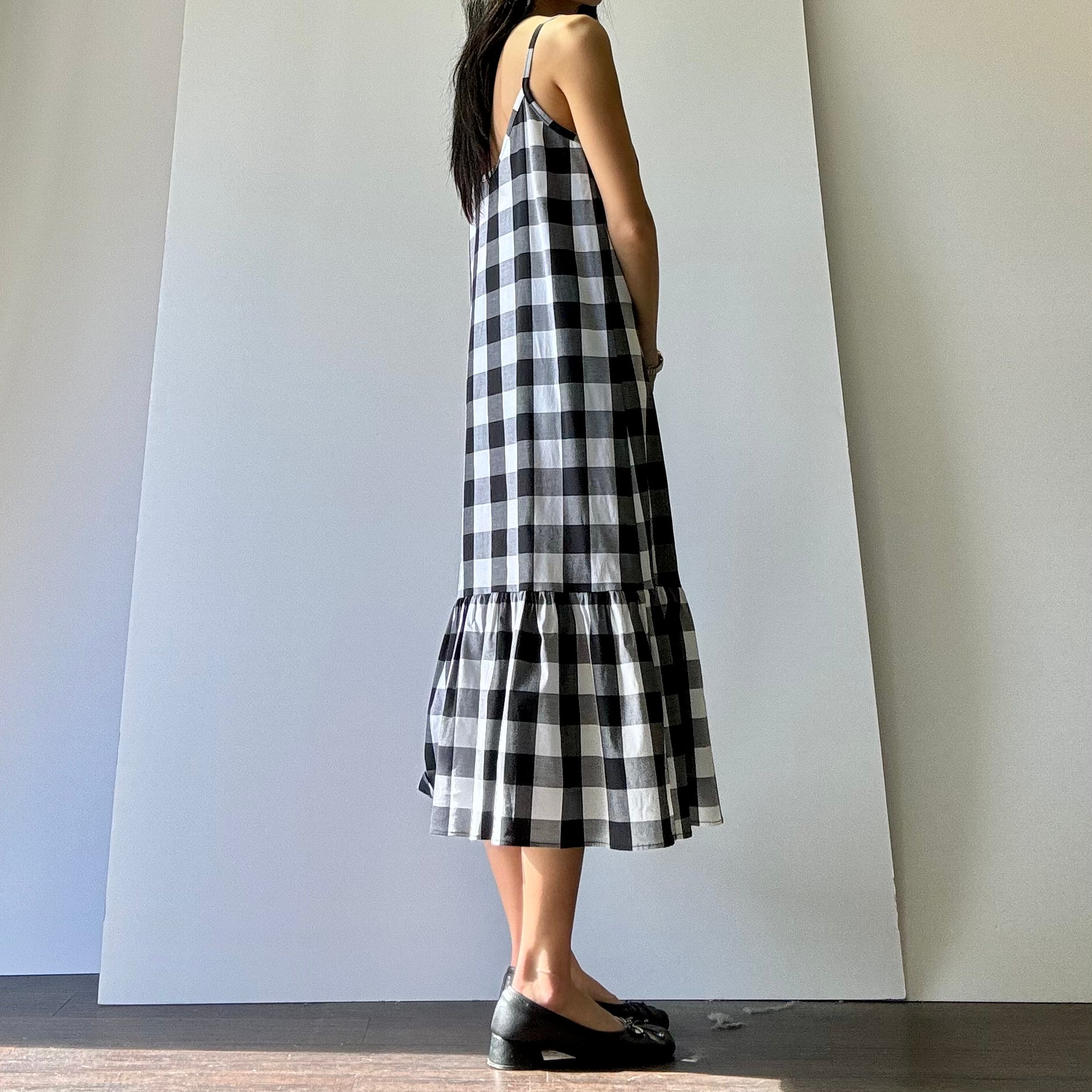 Cotton Gingham Dress - Black/White