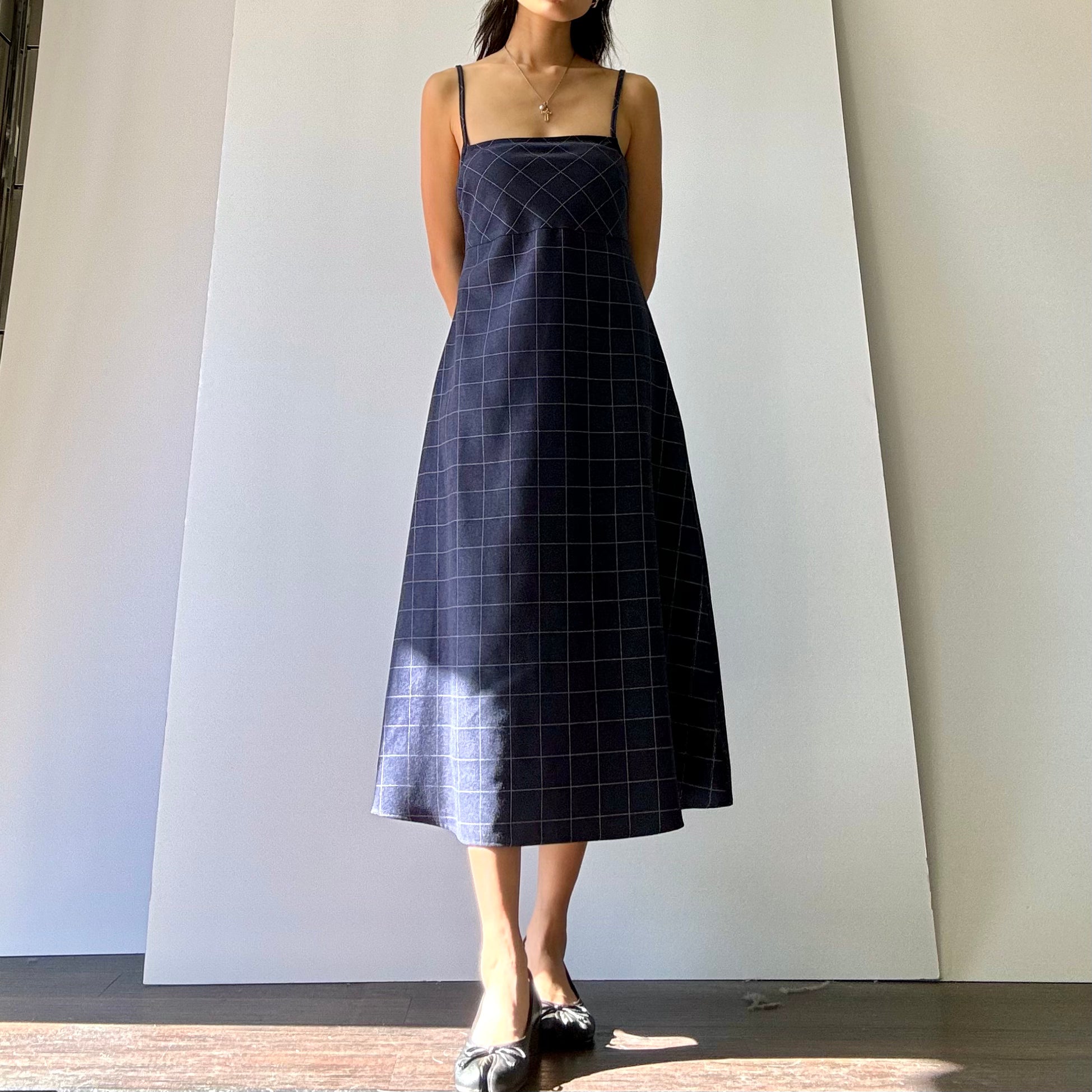 Cala Plaid Dress - Navy/White