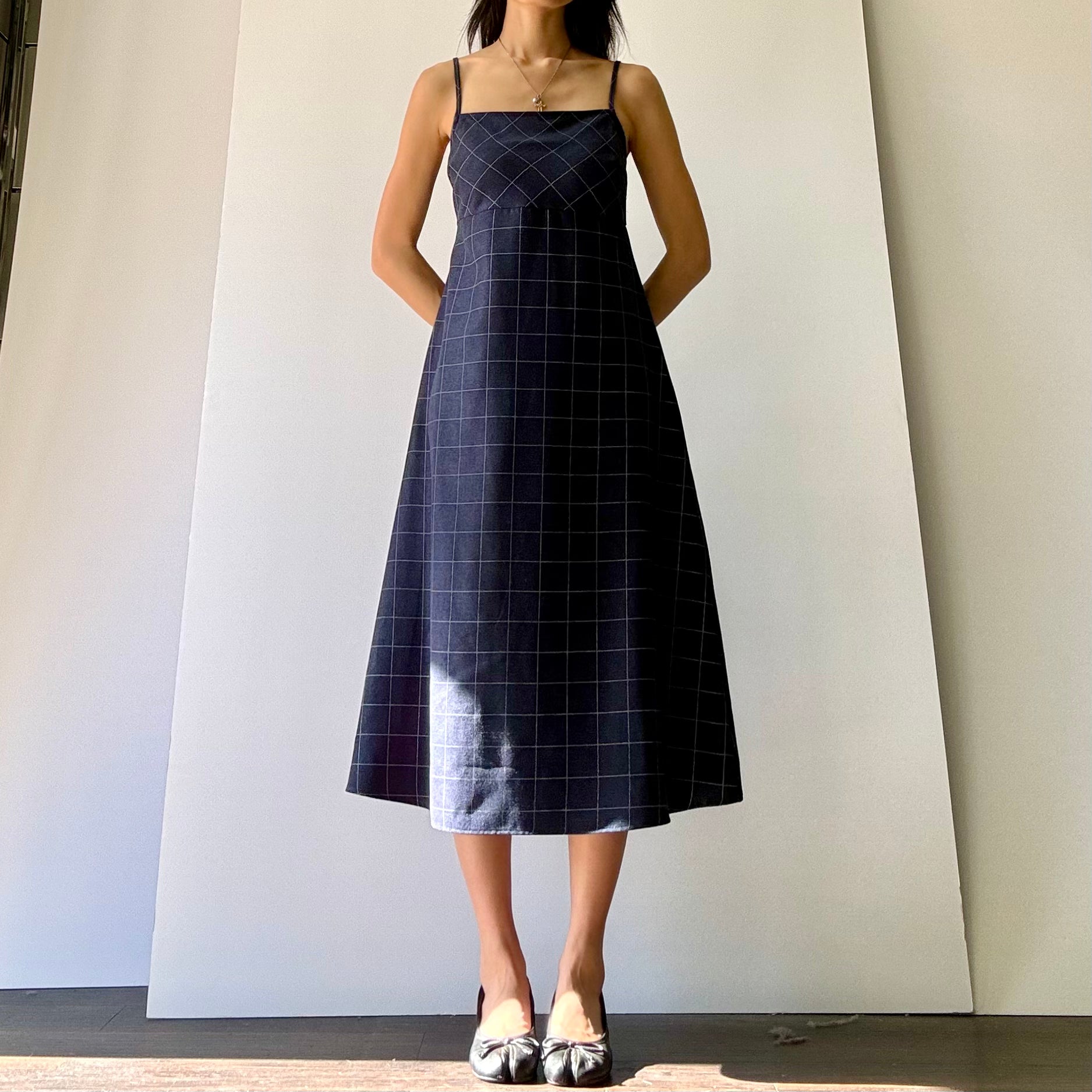 Cala Plaid Dress - Navy/White