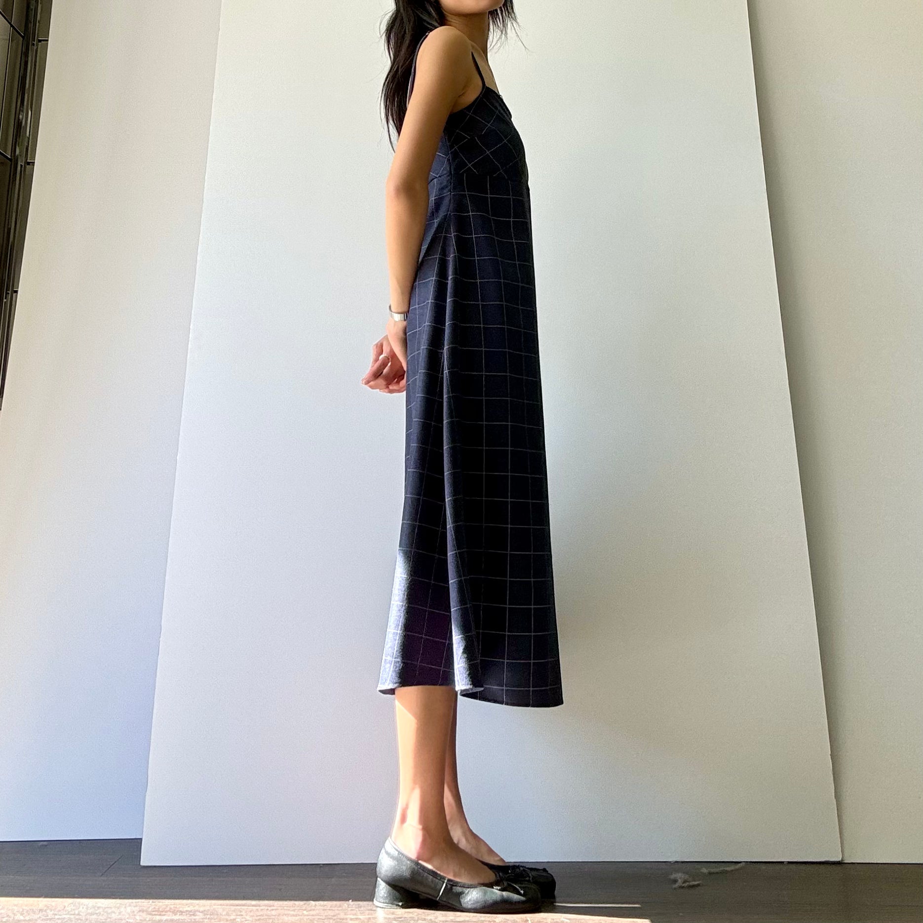 Cala Plaid Dress - Navy/White