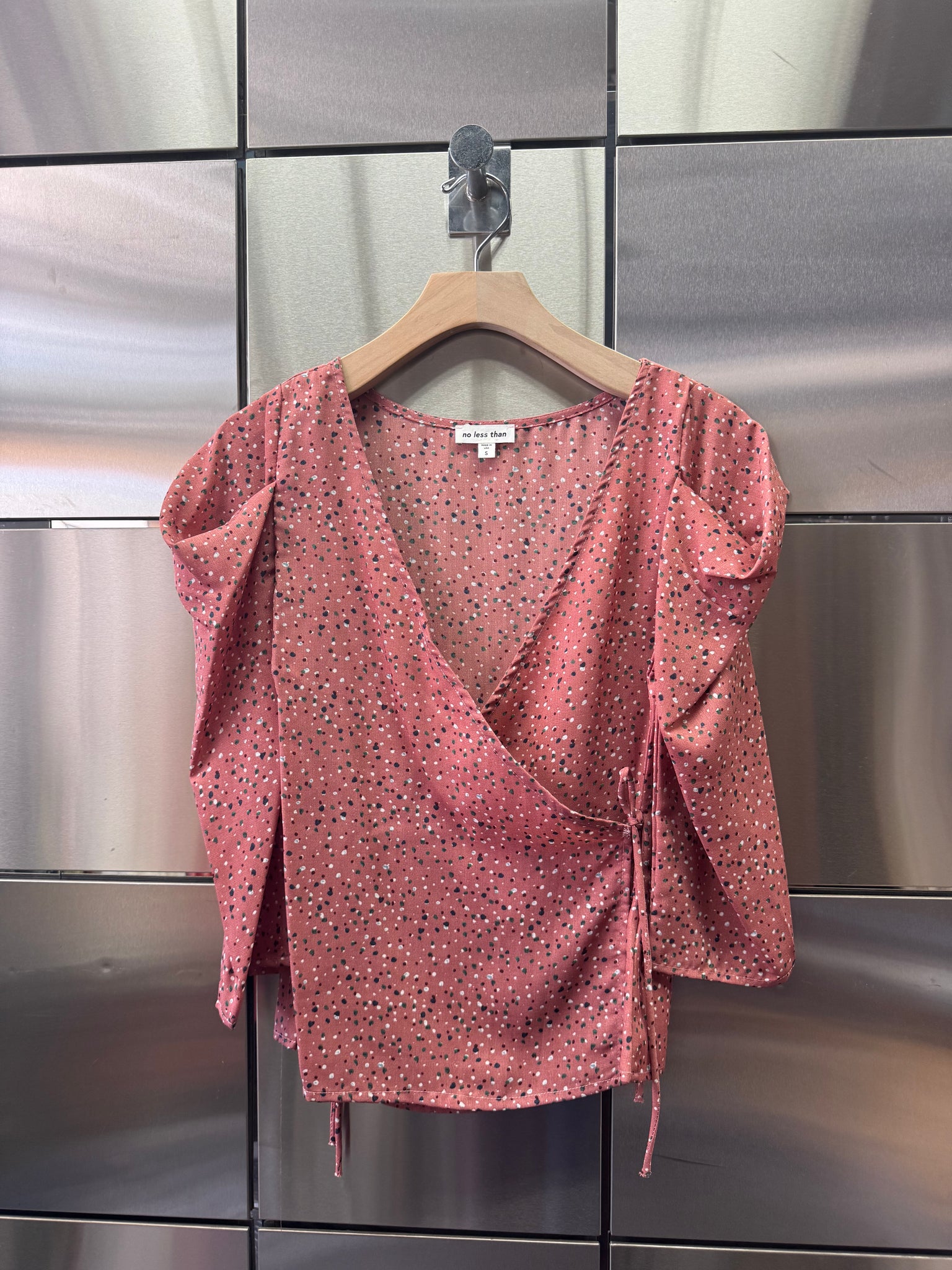 Wrap Dot Print Blouse