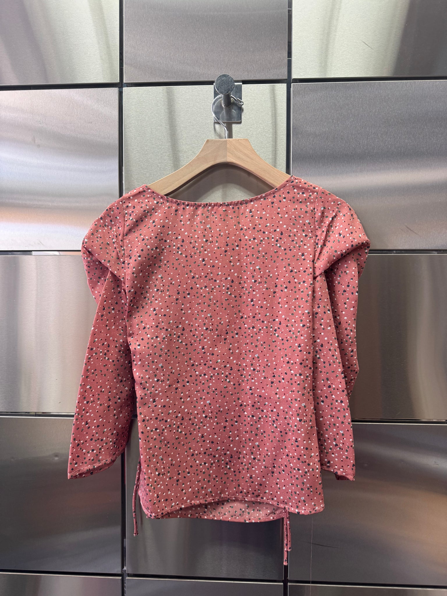 Wrap Dot Print Blouse