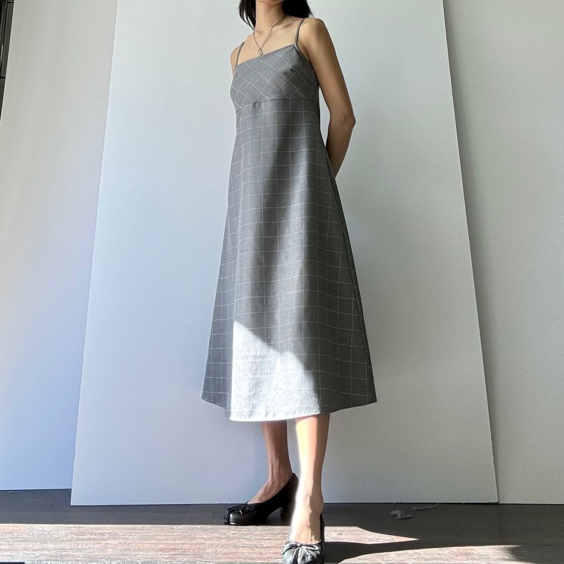 Cala Plaid Dress - Grey/White