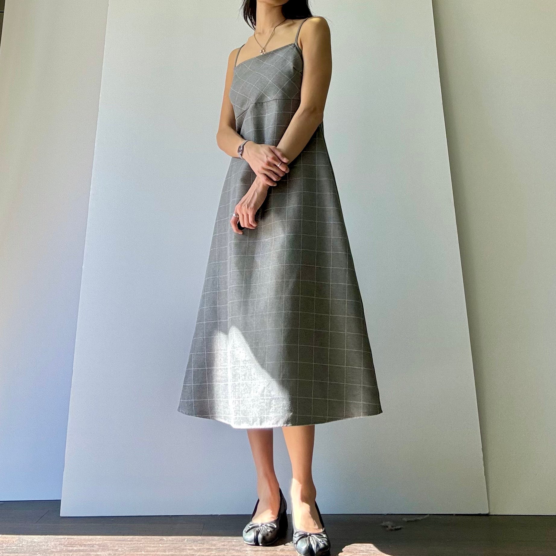 Cala Plaid Dress - Grey/White