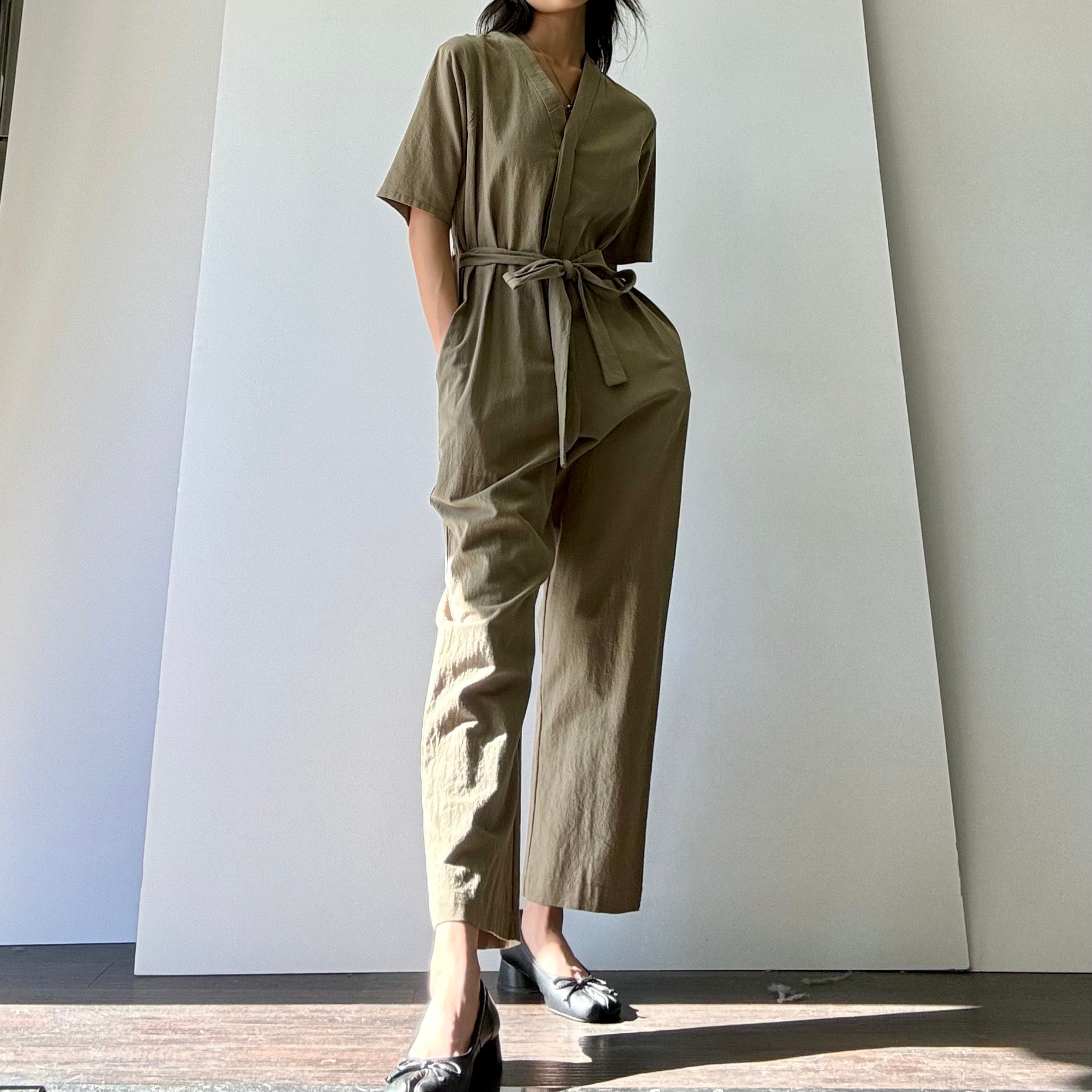 Denim Jumpsuit - Olive