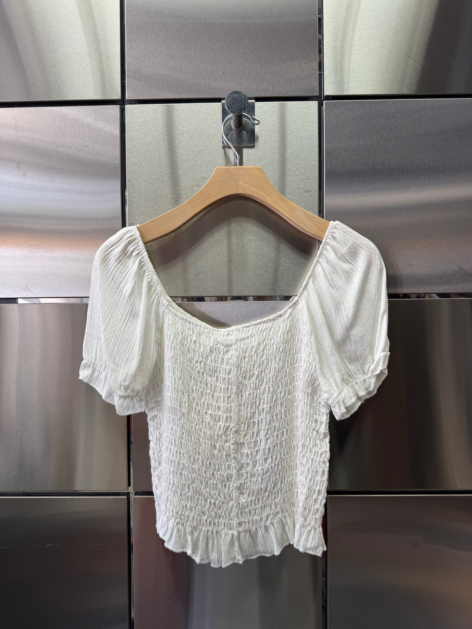 Shirred Tie Blouse