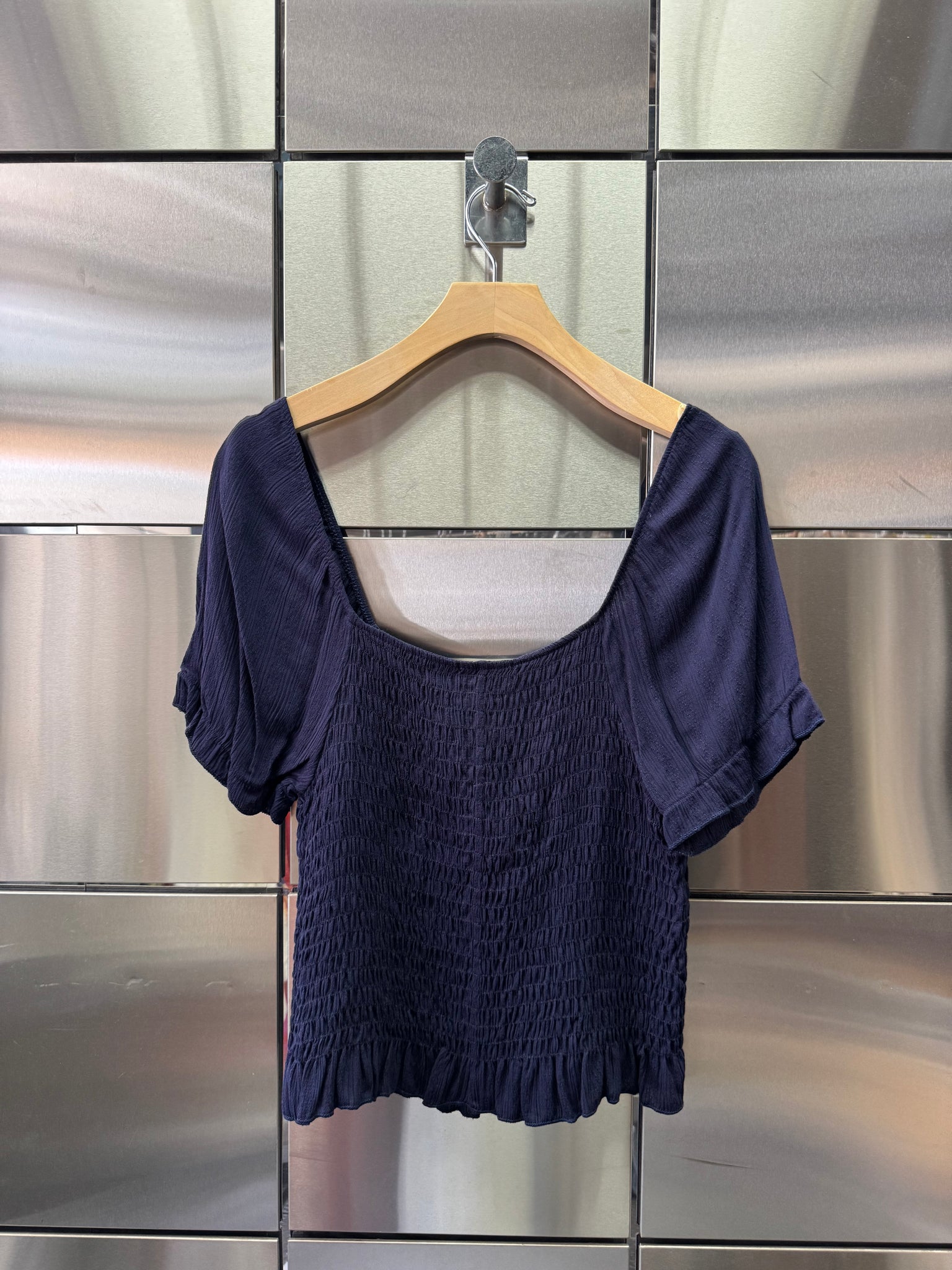 Shirred Tie Blouse