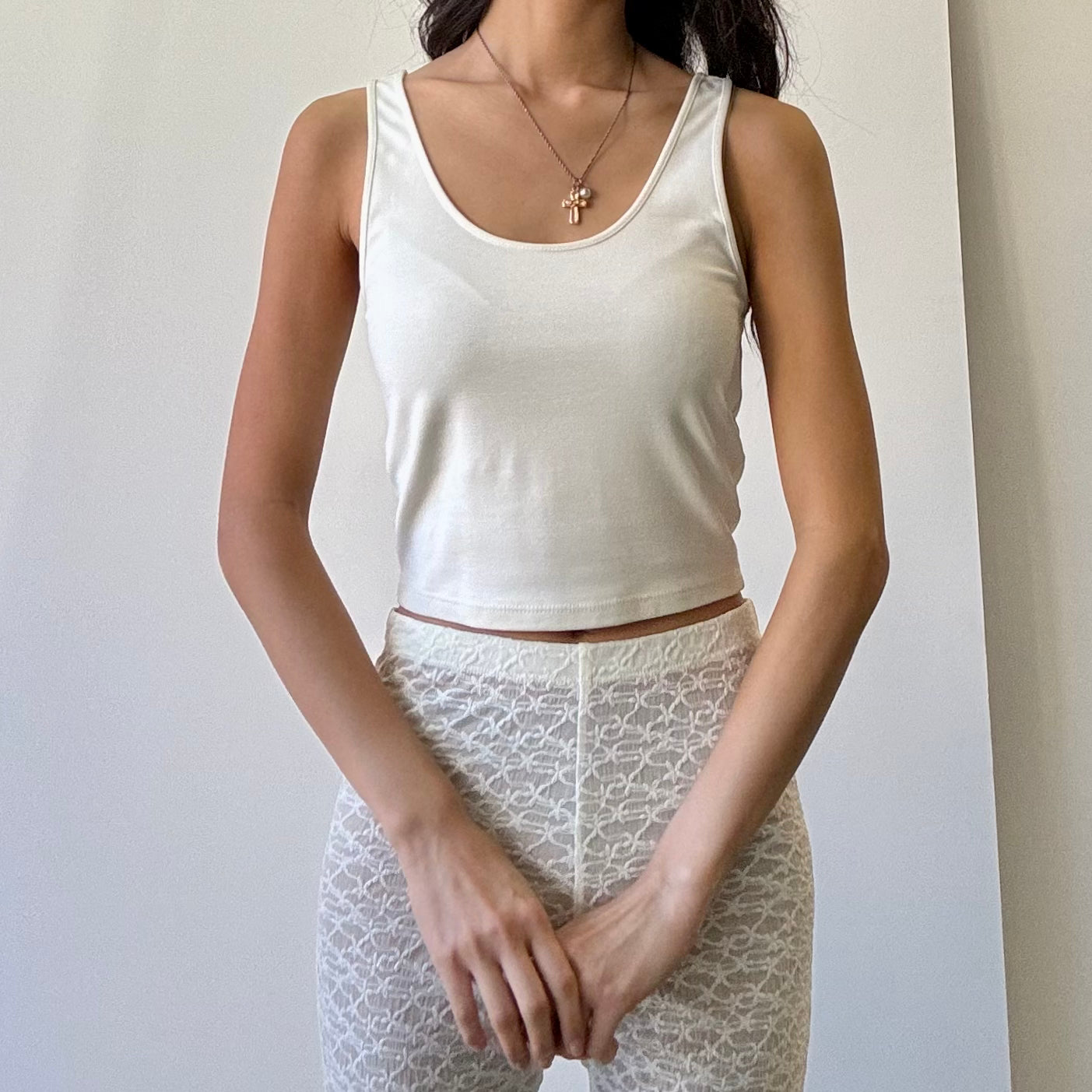 Cropped Basic Tank - Stone