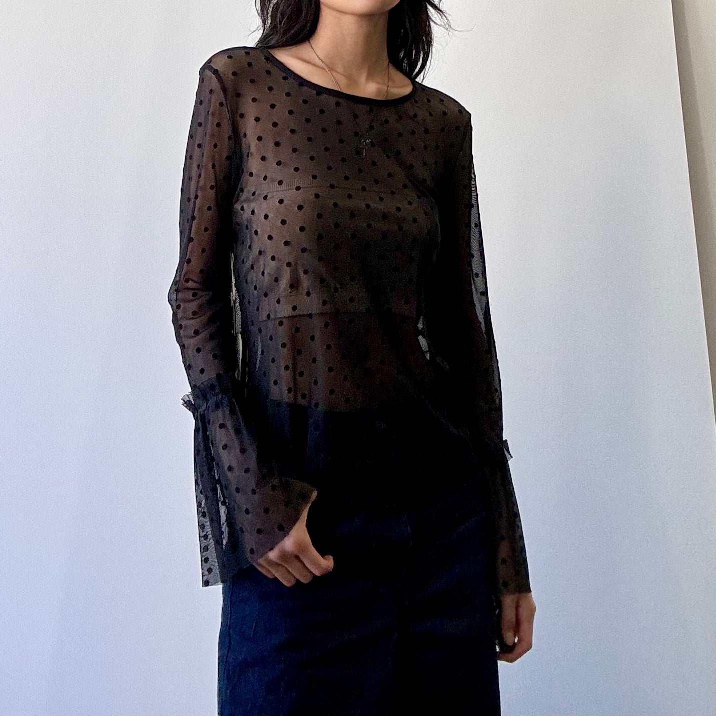 Mesh Dot Top - Black