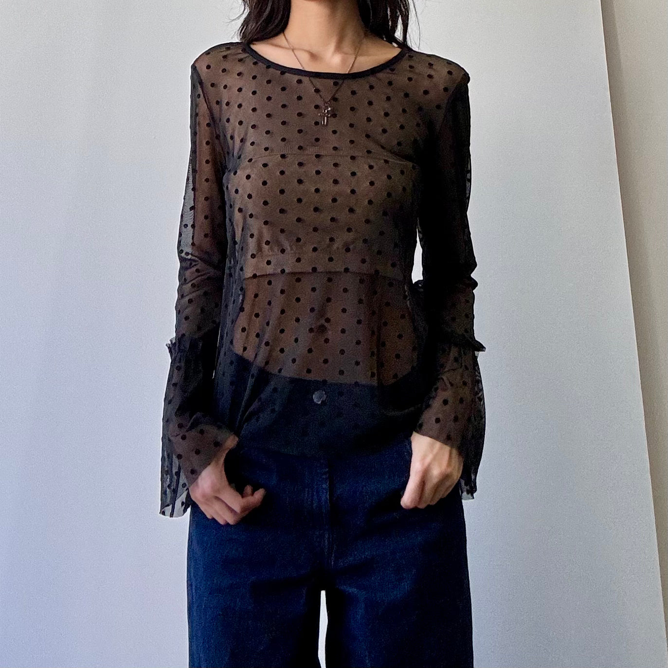 Mesh Dot Top - Black