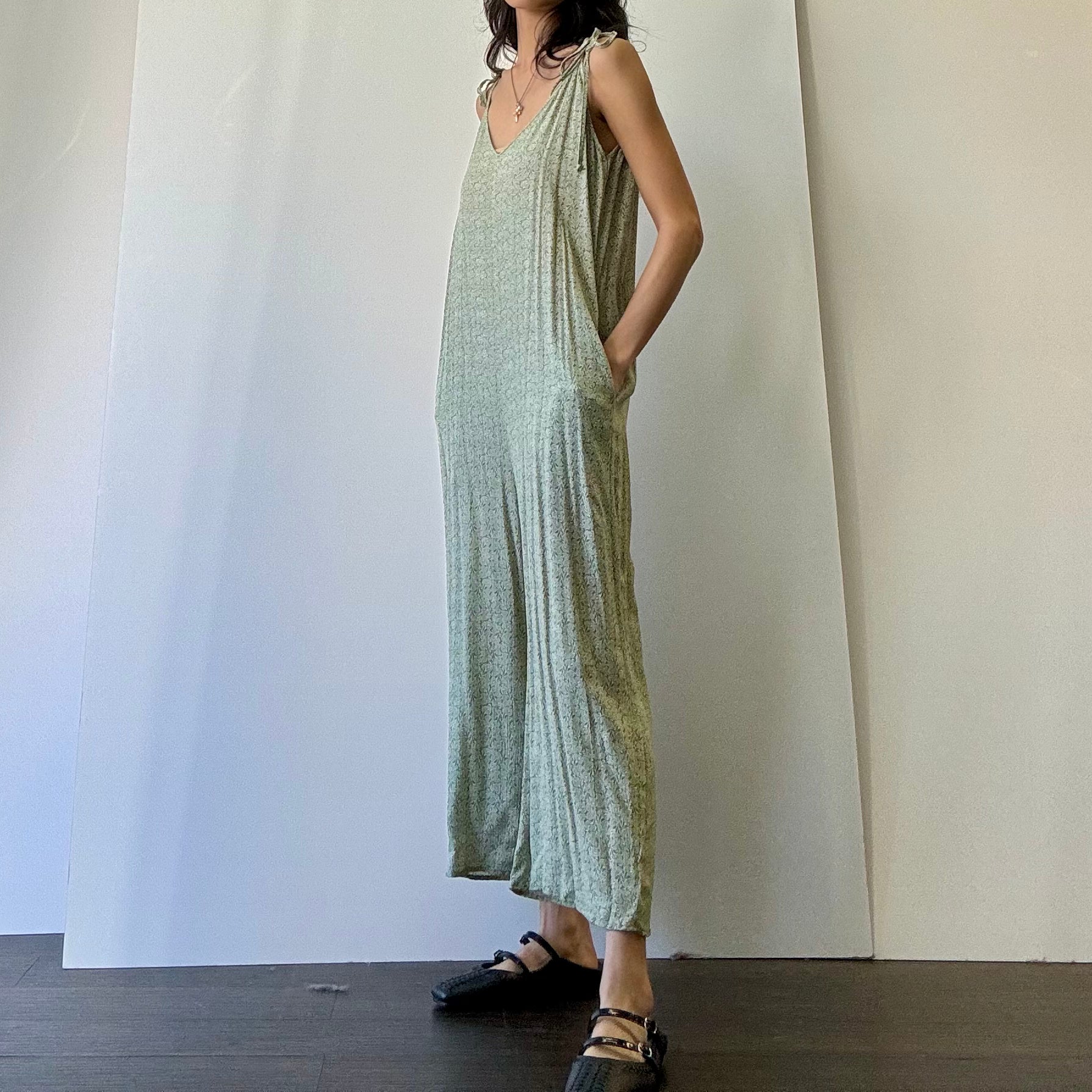 Floral Wide Leg Jumpsuit - Green