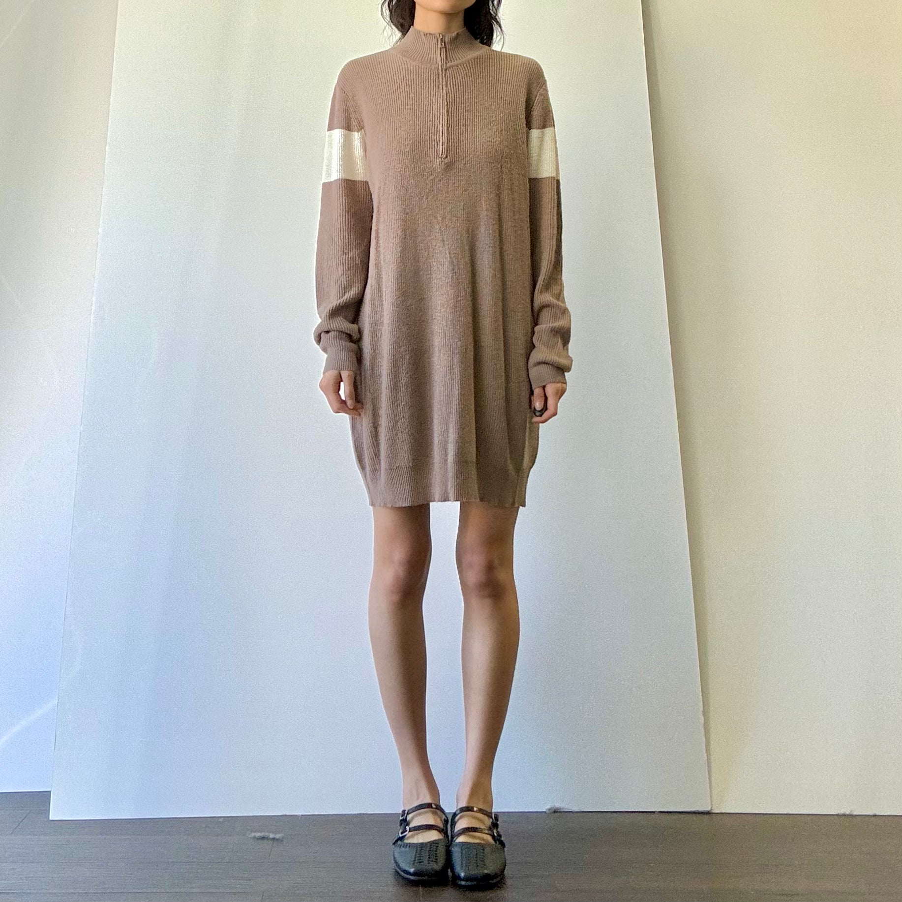 Mini Sweater Knit Dress - Khaki