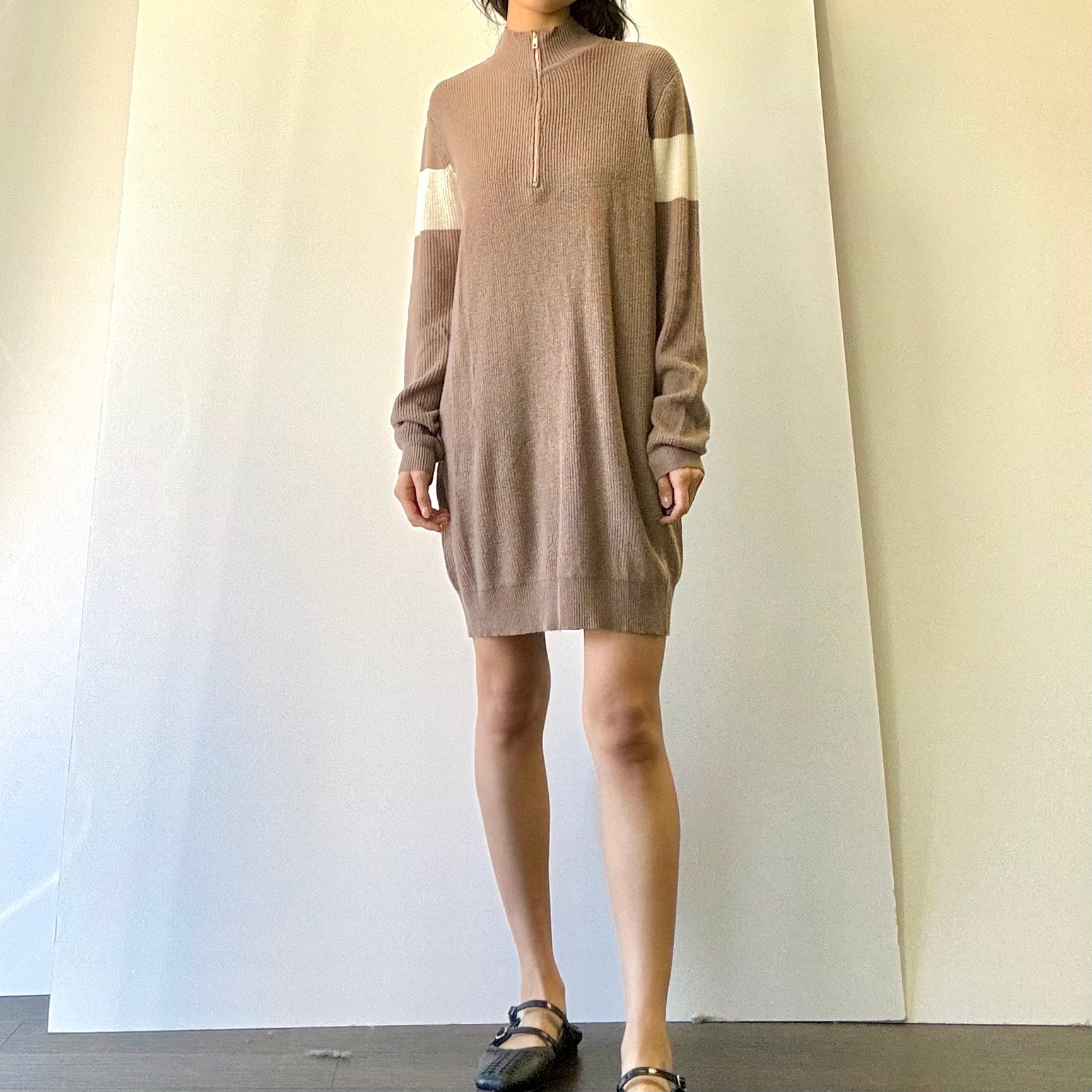 Mini Sweater Knit Dress - Khaki