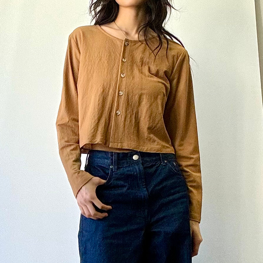 Camel Button Down Blouse - Camel