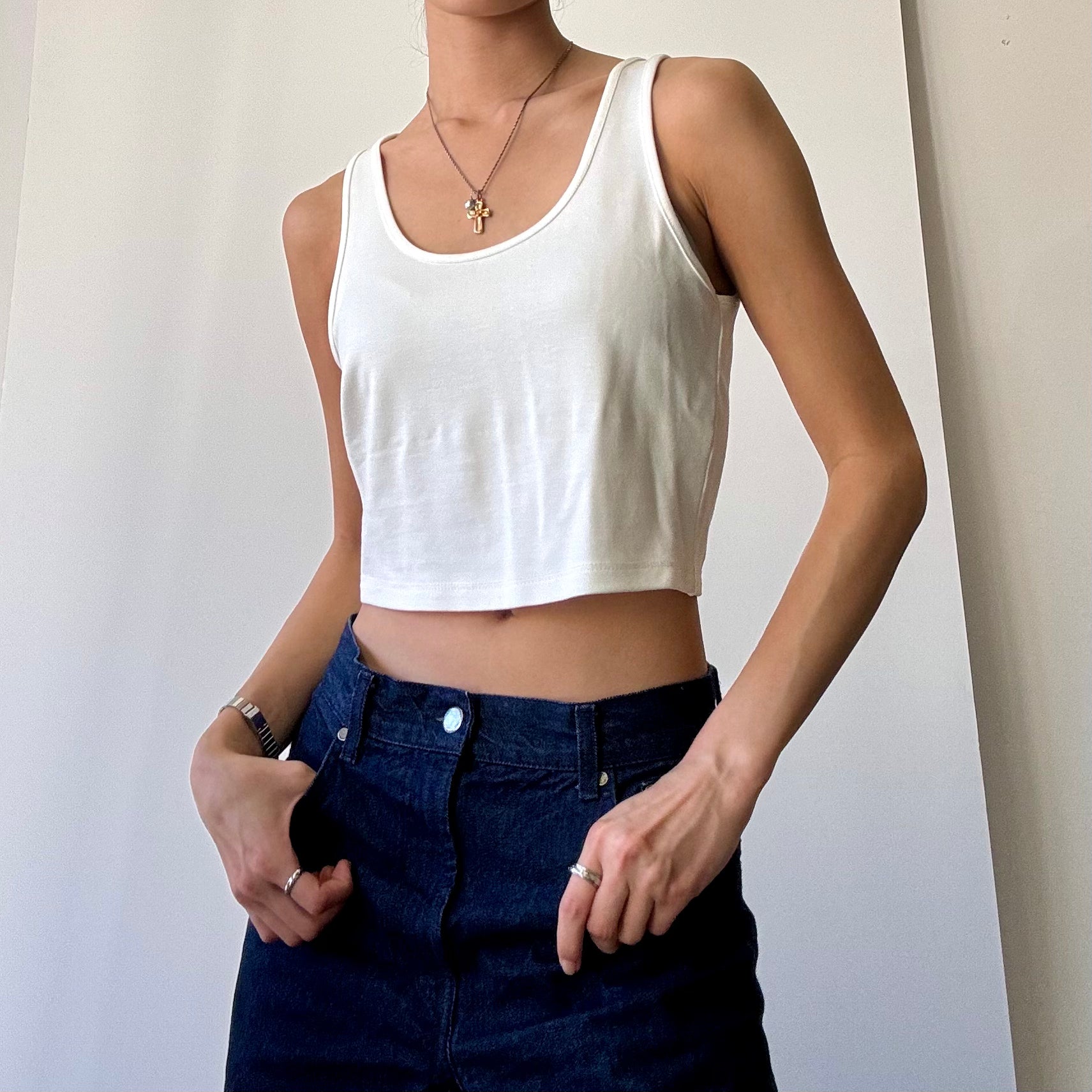 Cropped Basic Tank - Stone